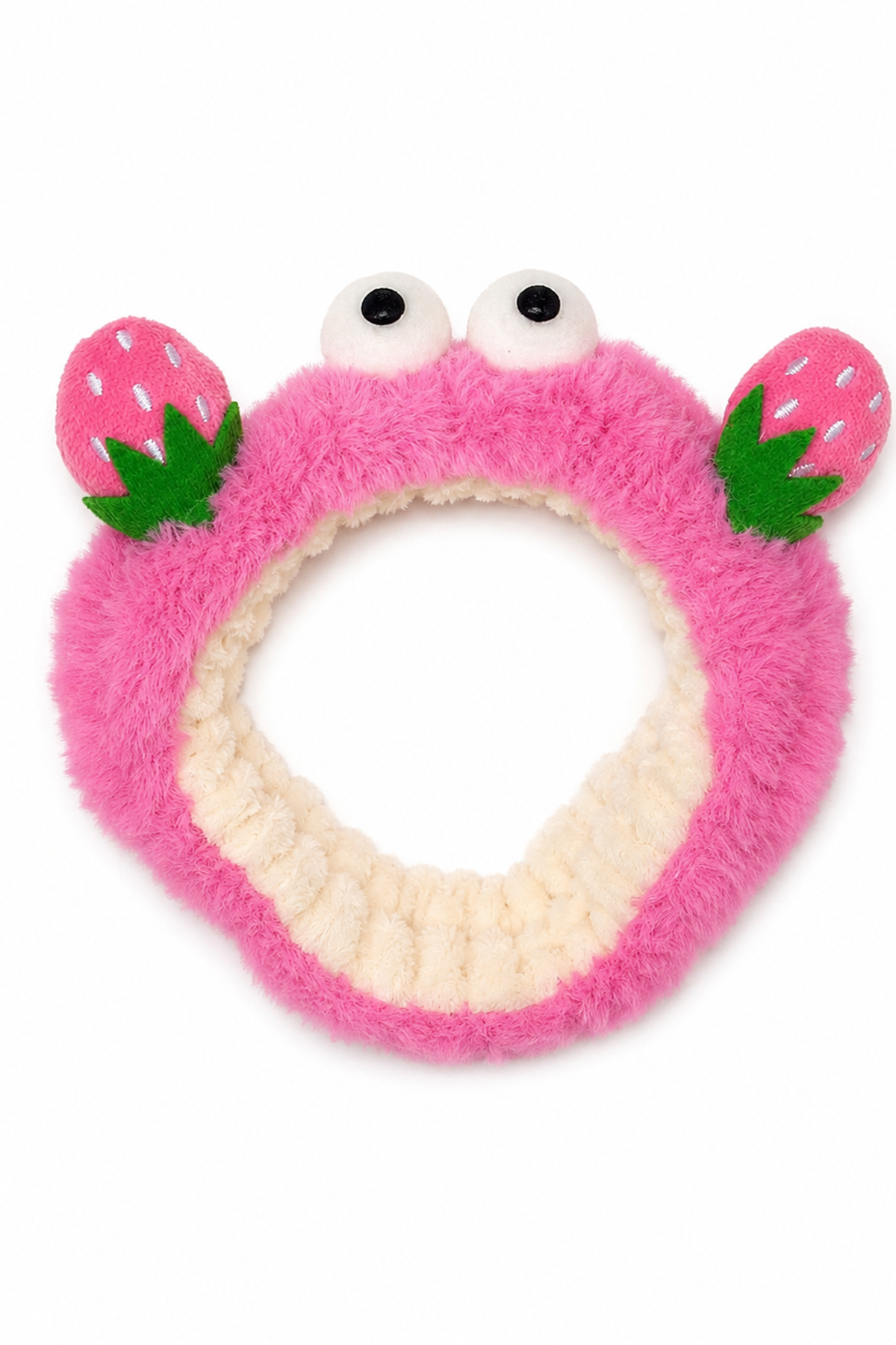 Pembe  Renk Çilek Detaylı Göz  Figürlü Peluş Saç Bandı