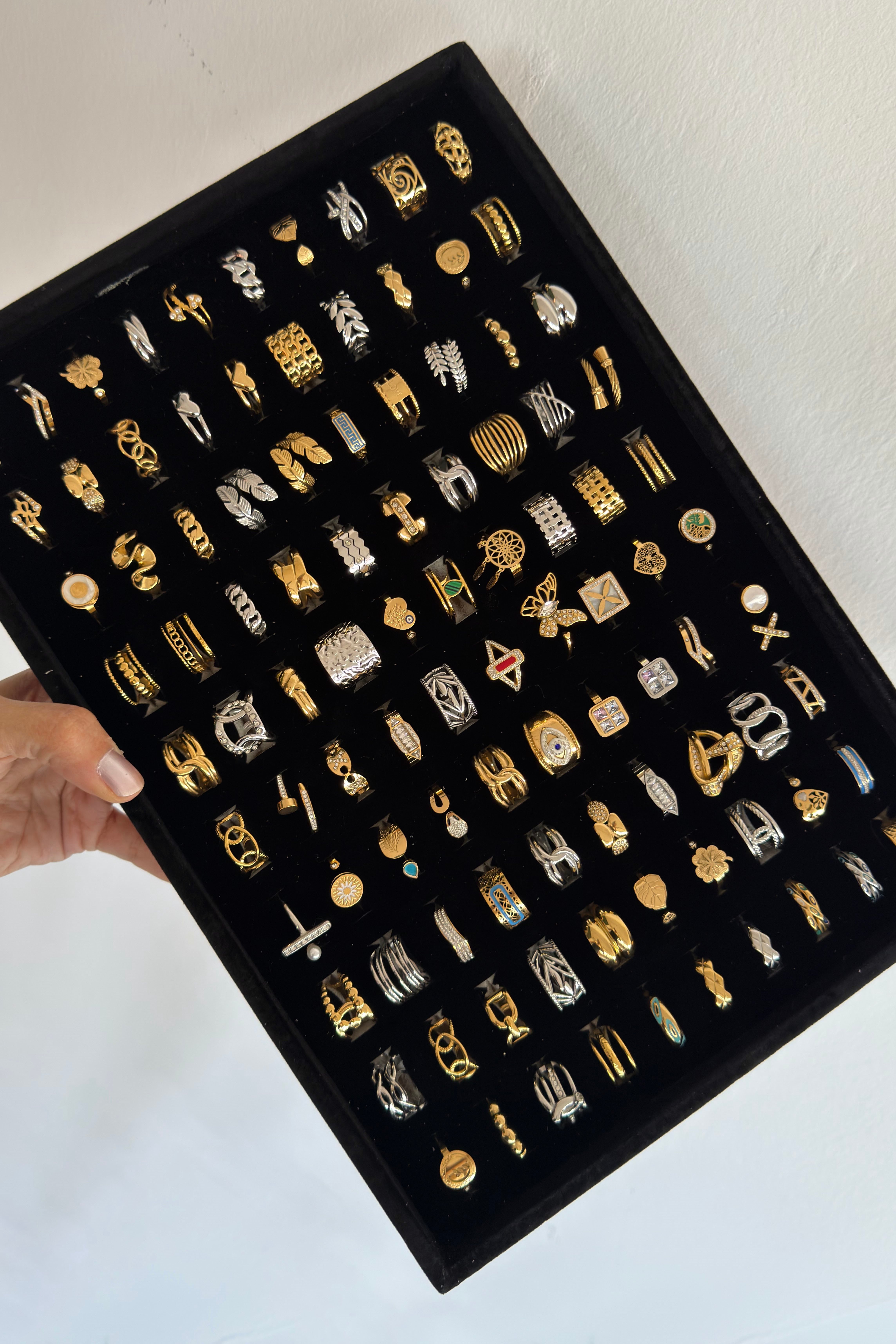 100lü Karışık Renk Ayarlanabilir Stantlı Yüzük Set