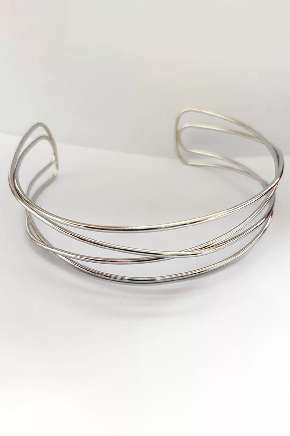 Gümüş Renk Metal Choker Kolye