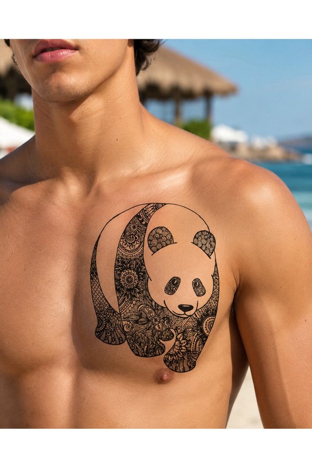 Panda Büyük Dövme Geçici Tattoo