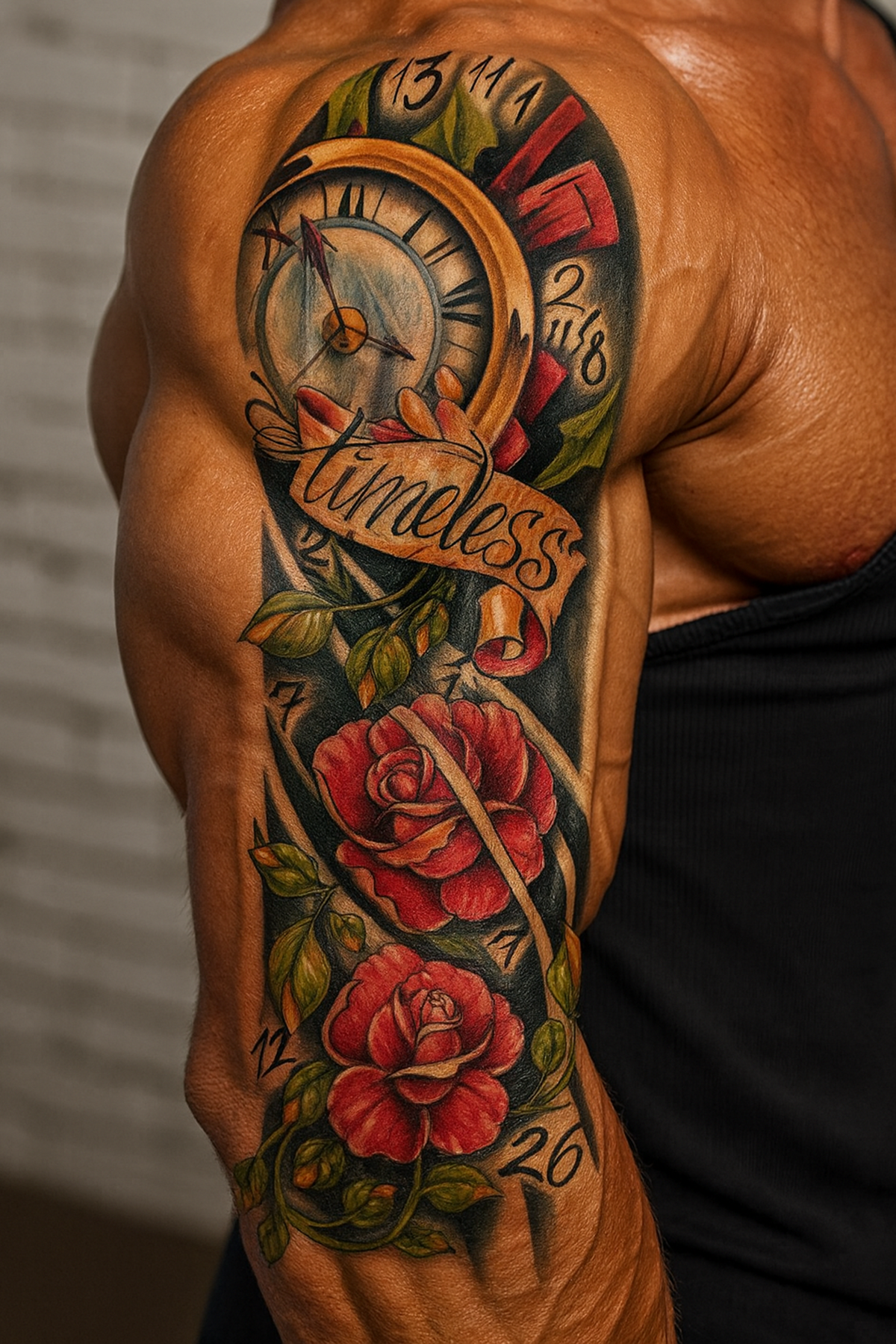 Geçici Saat Ve Çiçek Figürlü Dövme Tattoo