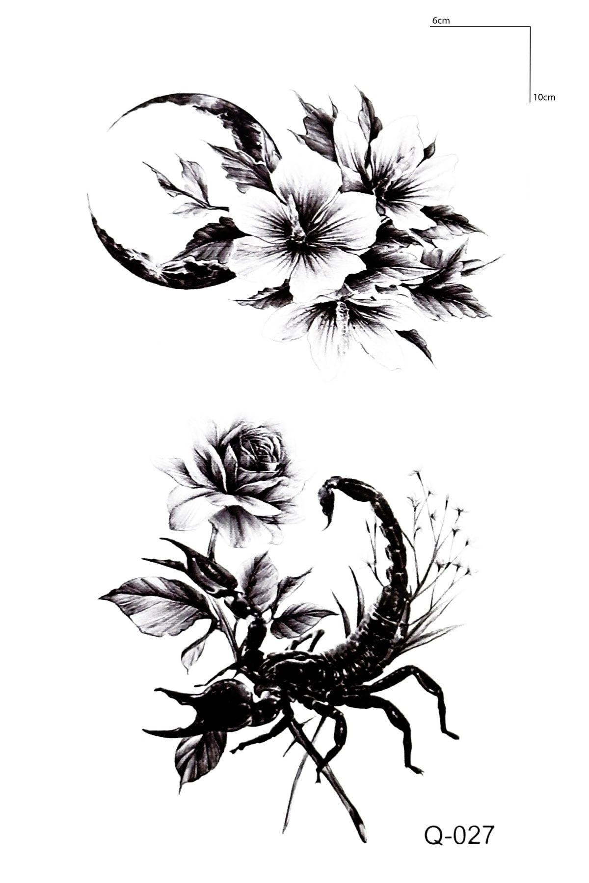 Ay Ve Çiçek Mini Geçici Dövme Tattoo