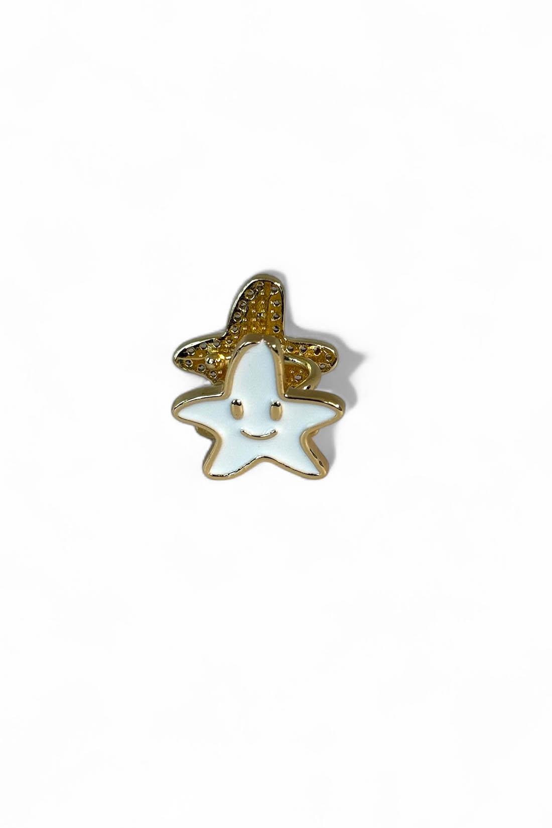 Altın Renk Yıldız Figürlü Çift Taraflı 14K Altın Kaplama Ear Cuff (Tek)