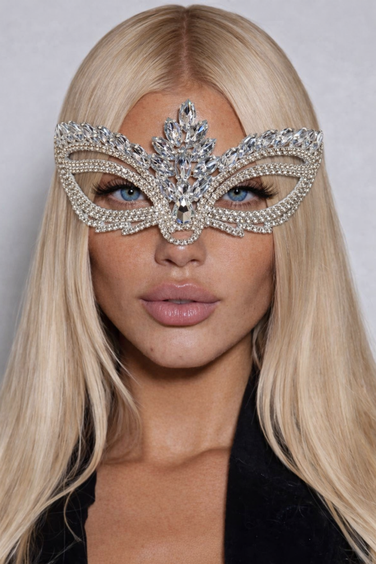 Gümüş Renk Taşlı Parti Maskesi