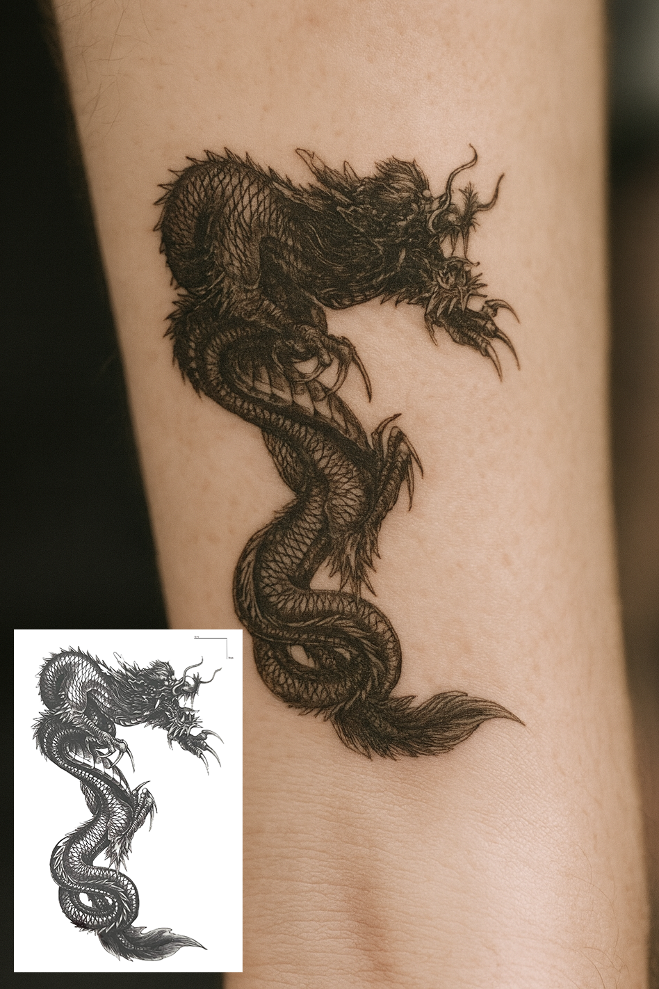 Ejderha Figürlü Mini Dövme Tattoo