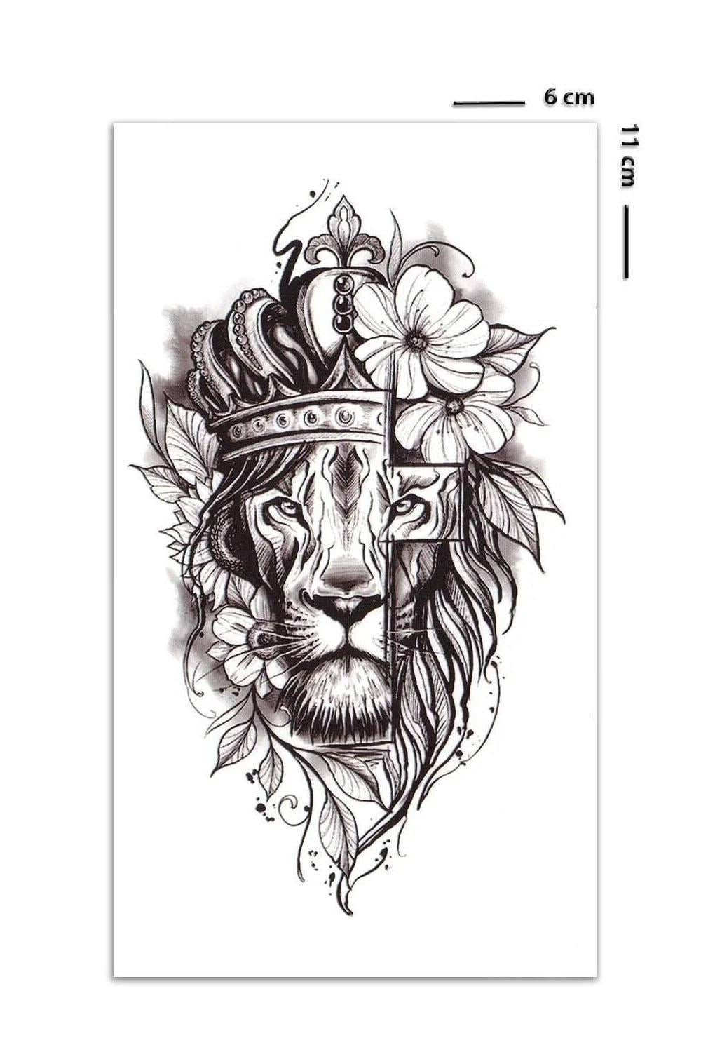 Geçici Aslan Figürlü Mini Dövme Tattoo