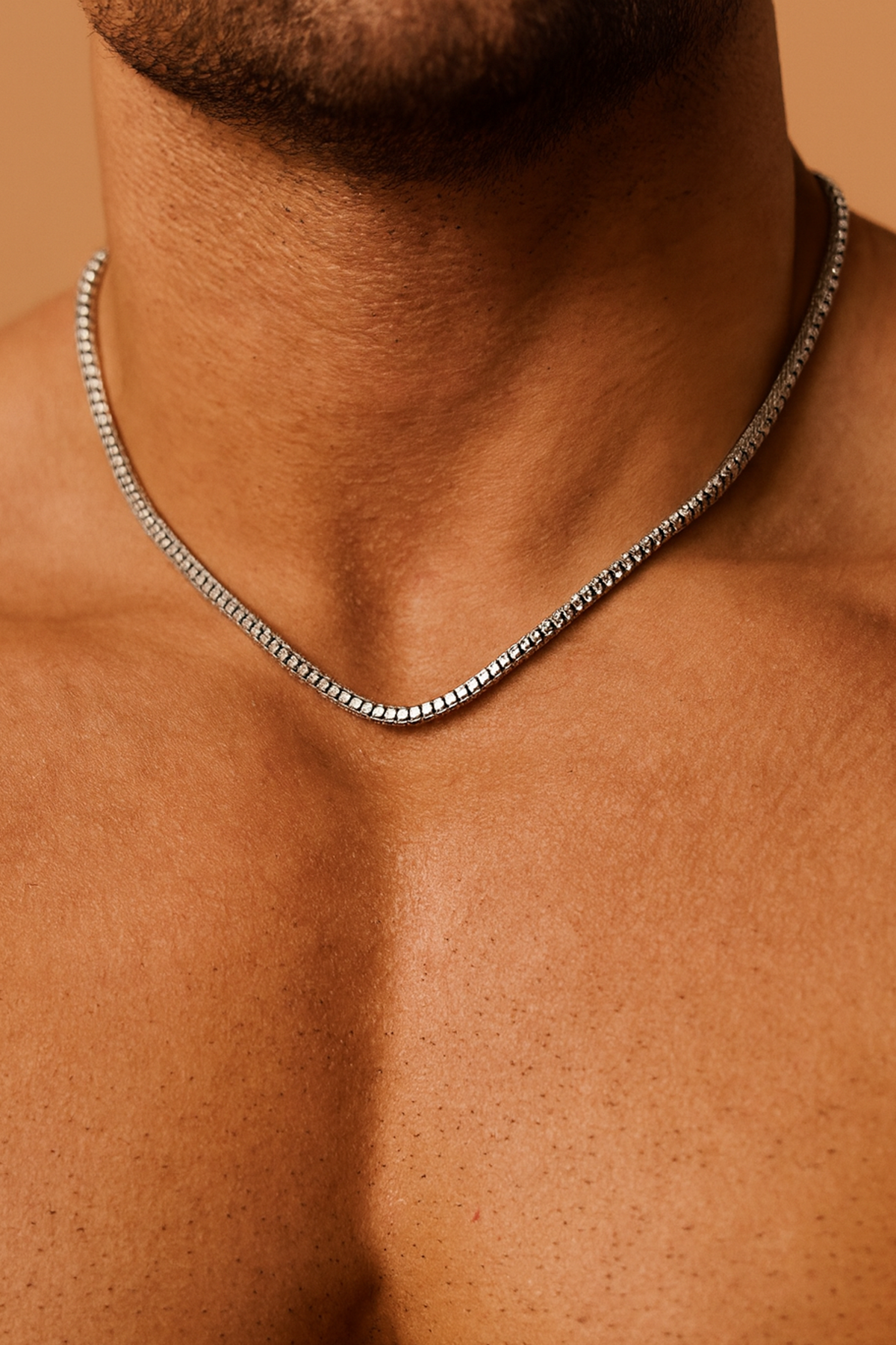 Gümüş Renk Erkek Zincir Çelik Kolye (55cm)