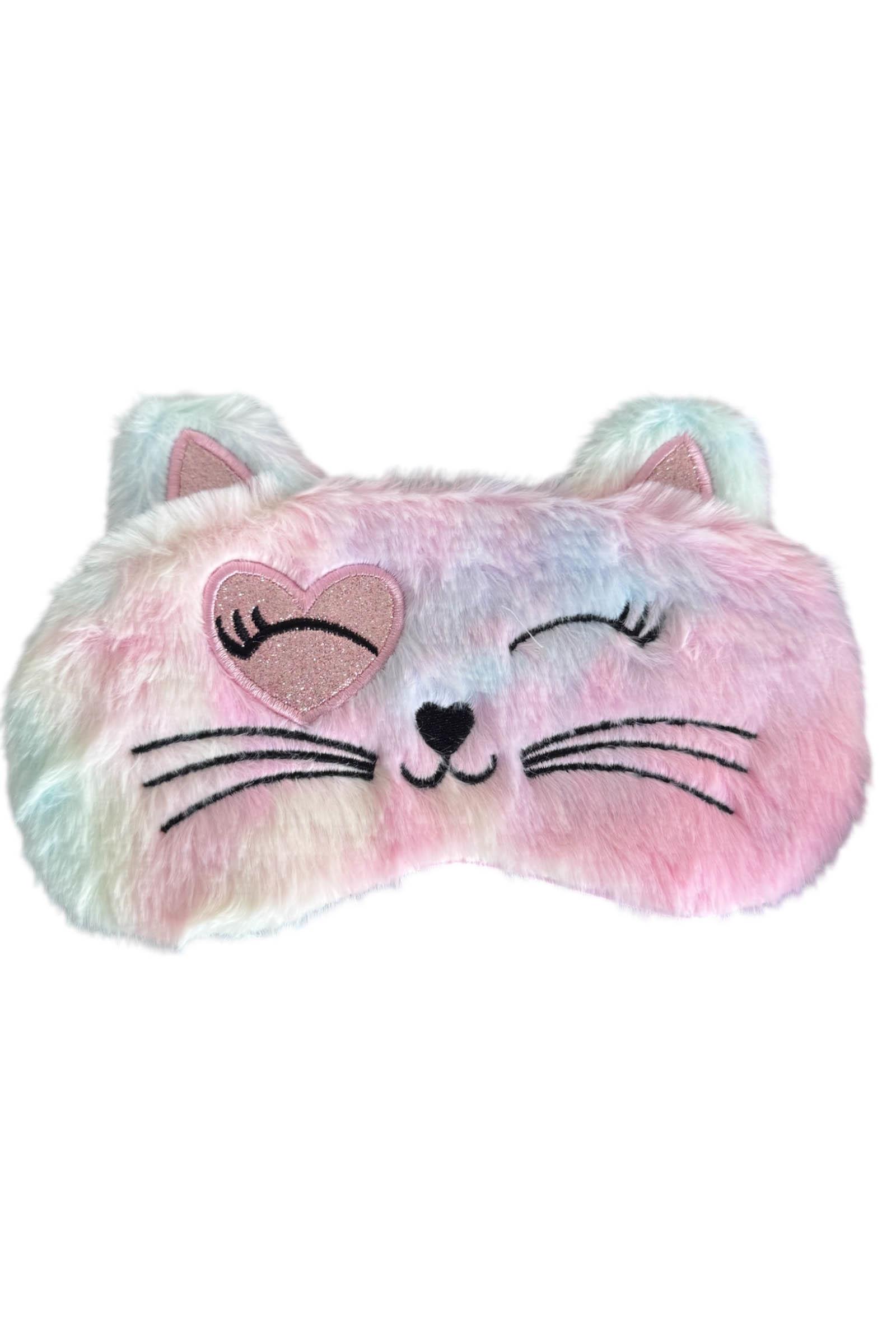 Pembe Renk Kedi Figürlü Peluş Uyku Bandı