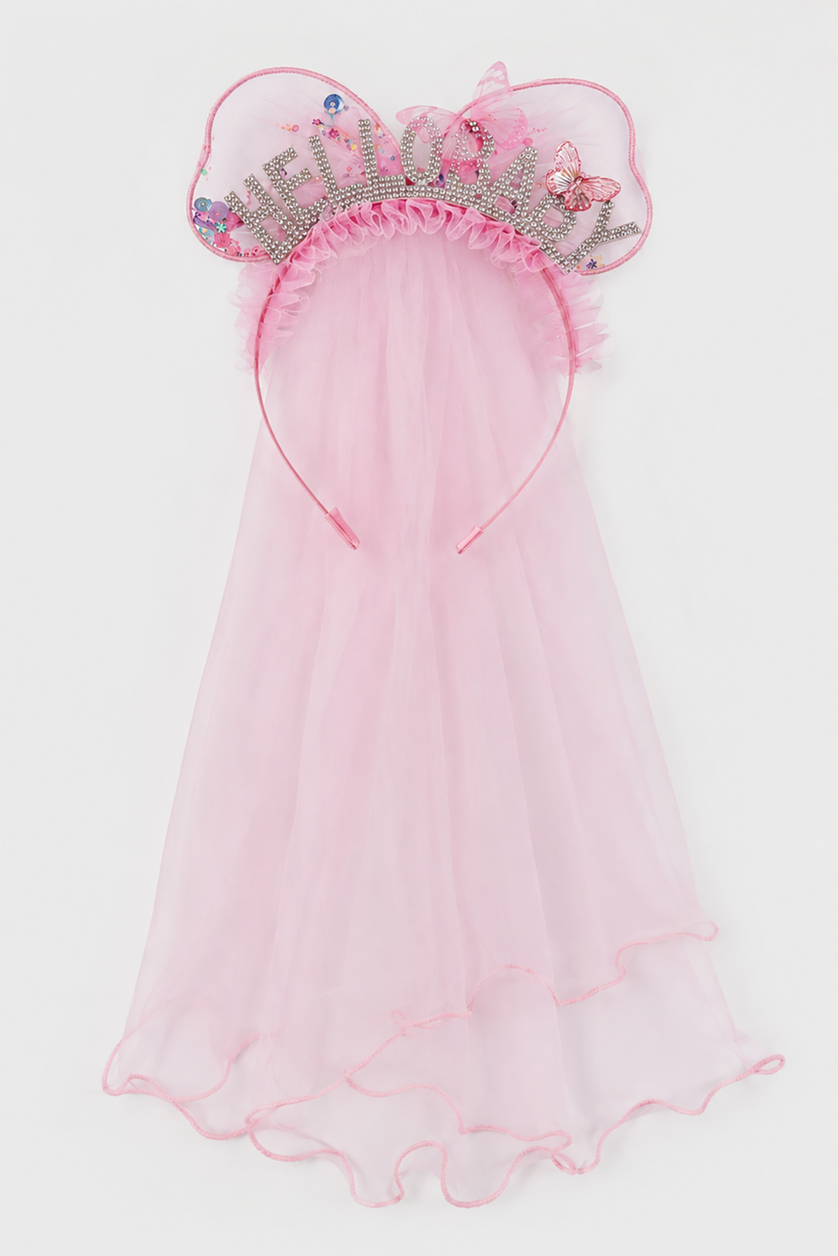 Pembe Renk Hello Baby Yazılı Tül Detaylı Çocuk Taç