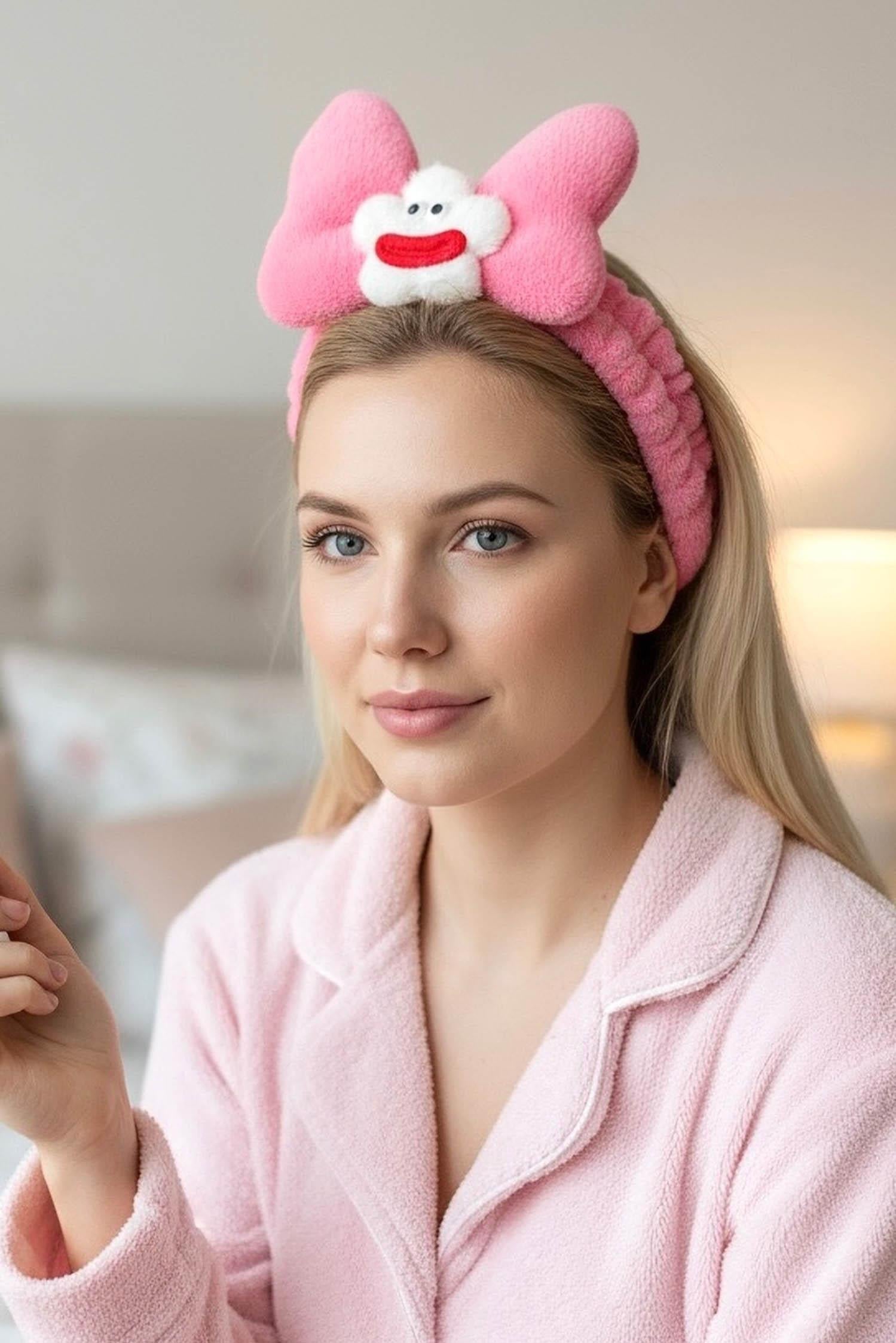 Fuşya Renk Canavar Figürlü Peluş Saç Bandı