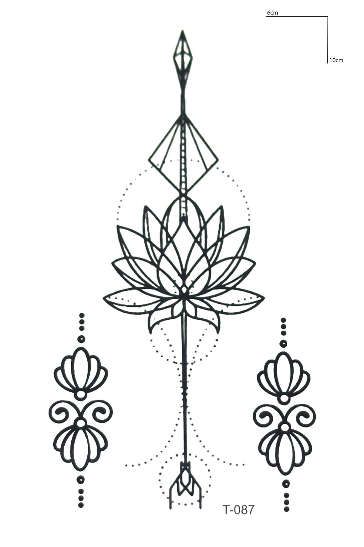 Göğüs Arası Lotus Geçici Dövme Tattoo