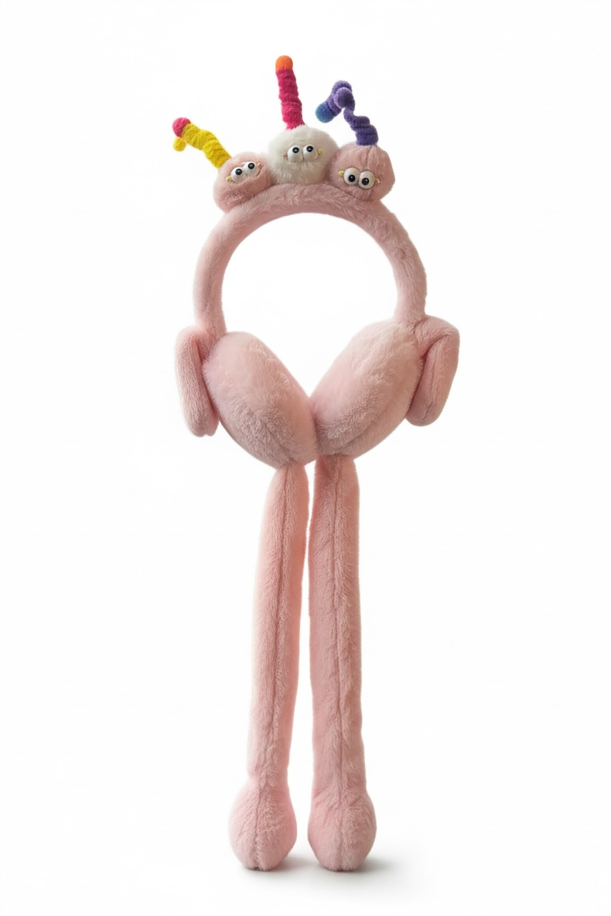 Somon Renk Canavar Figürlü Kulakları Oynayan Peluş Kulaklık