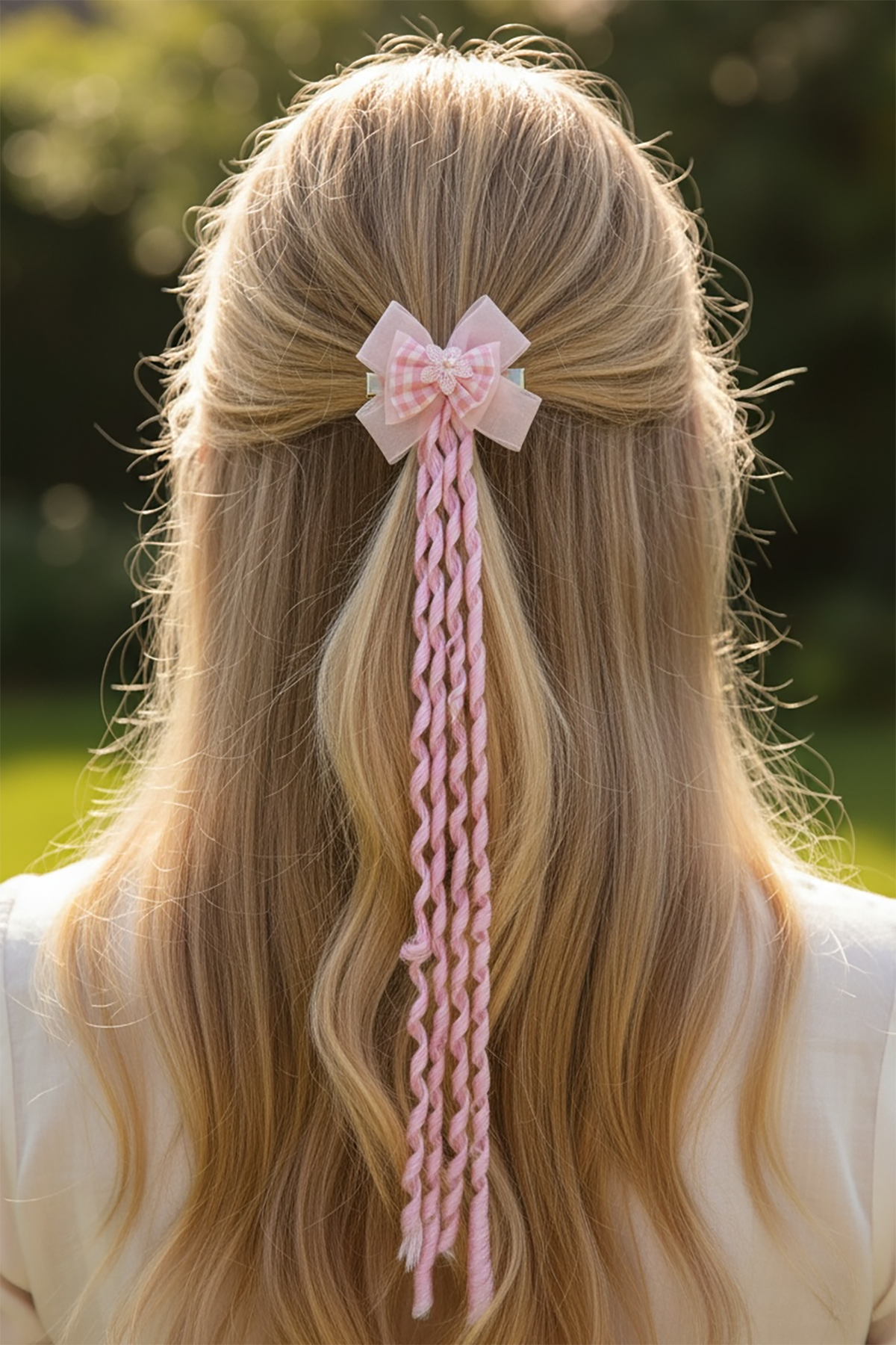 Pembe Renk Kurdele Figürlü İnci Detaylı Çocuk Yan Toka