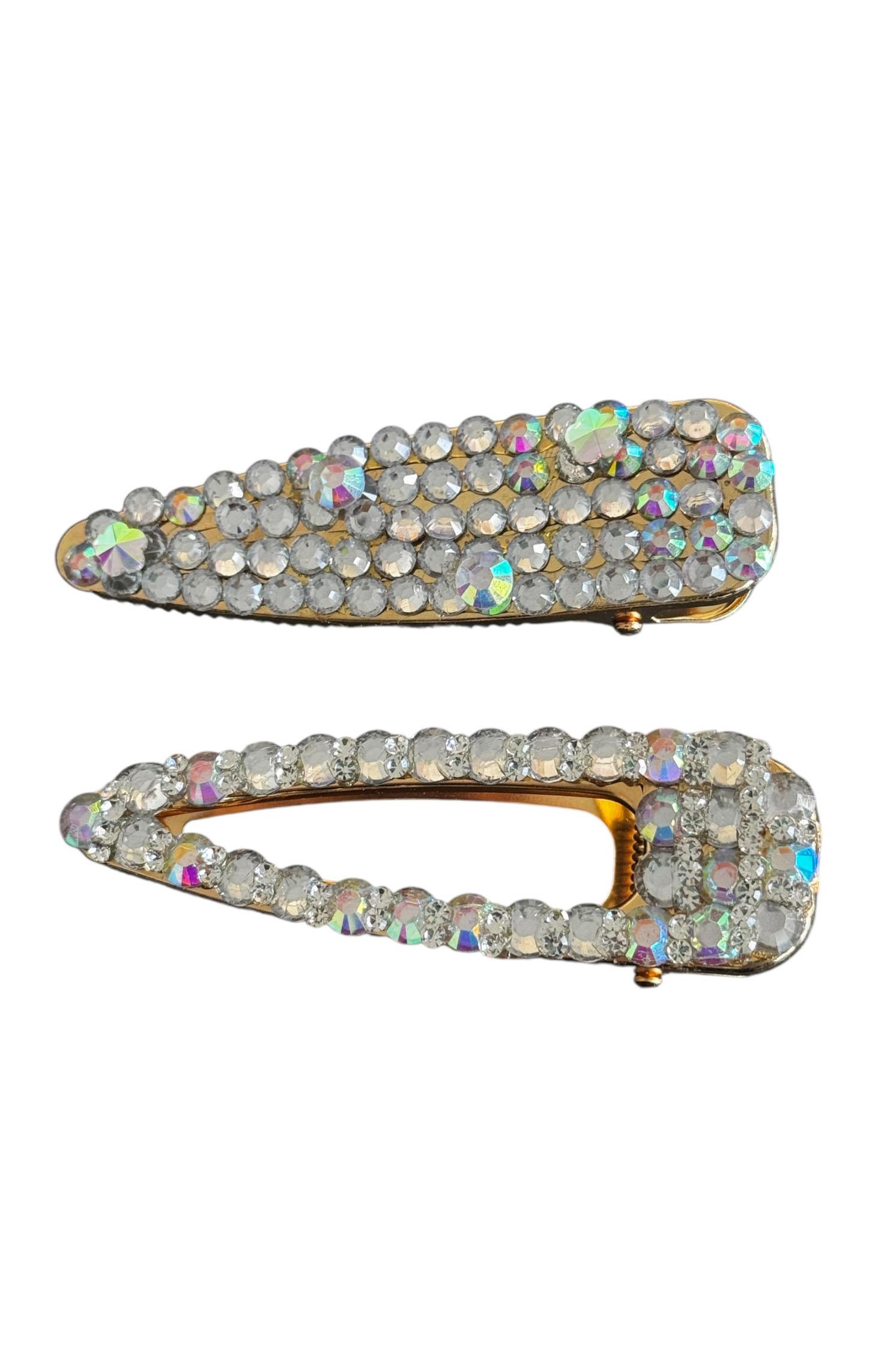 Altın Renk Hologram Taş Detaylı İkili Yan Toka