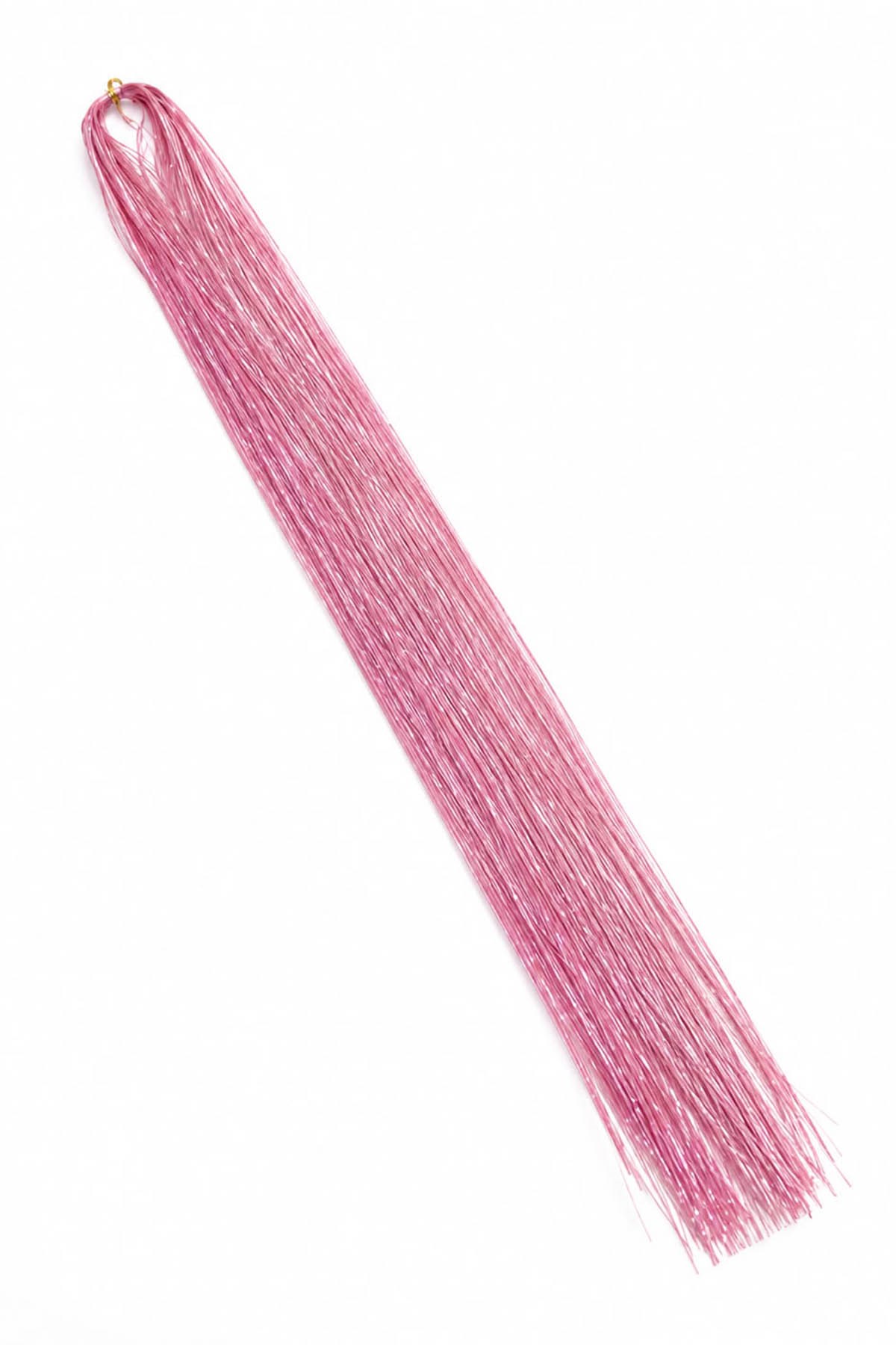 Pembe Renk Simli Yan Postiş Hair Tinsel Shiny Hair (50 Cm)