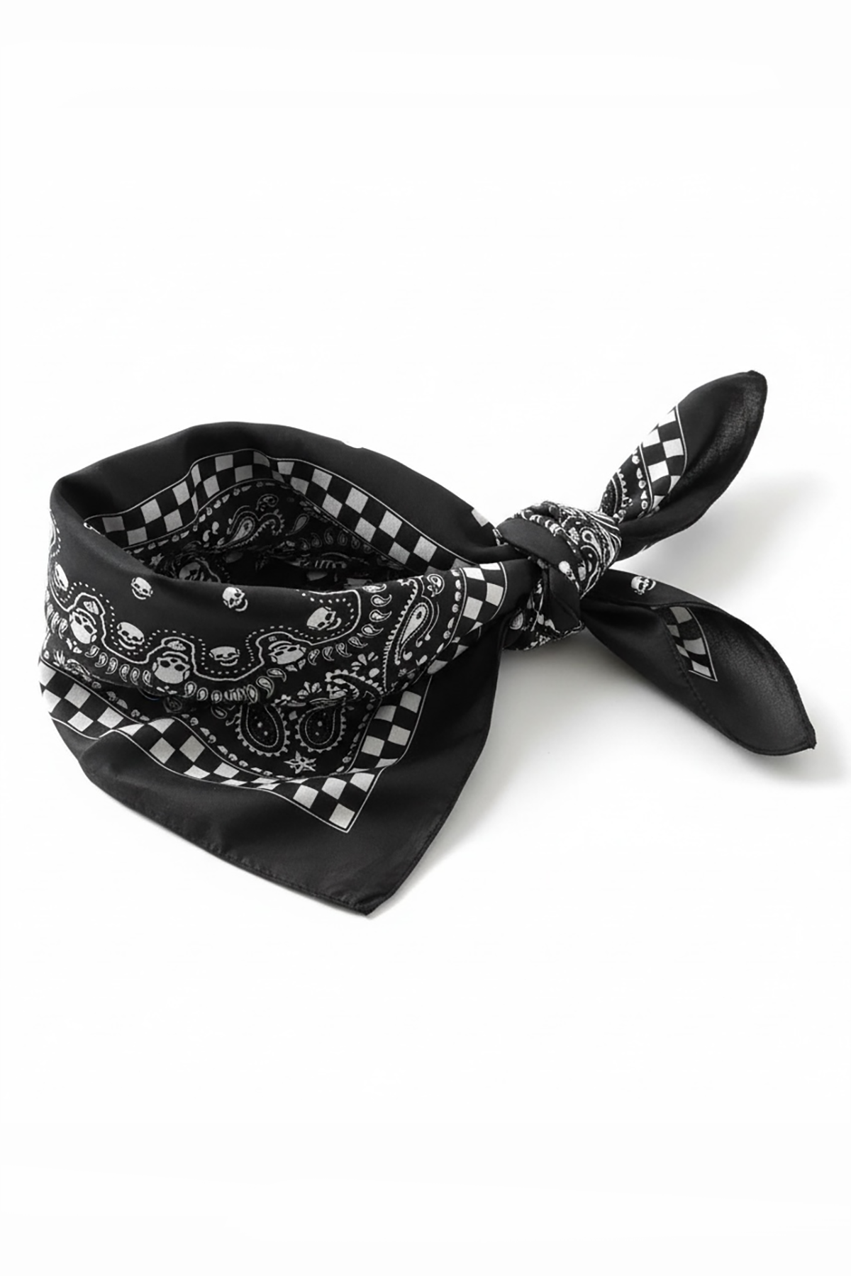 Siyah Renk Kurukafa Figürlü Bandana