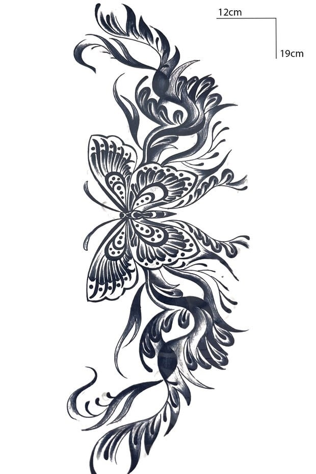 Kelebek Figürlü Sonradan Kararan Yarı Kalıcı Geçici Dövme Tattoo