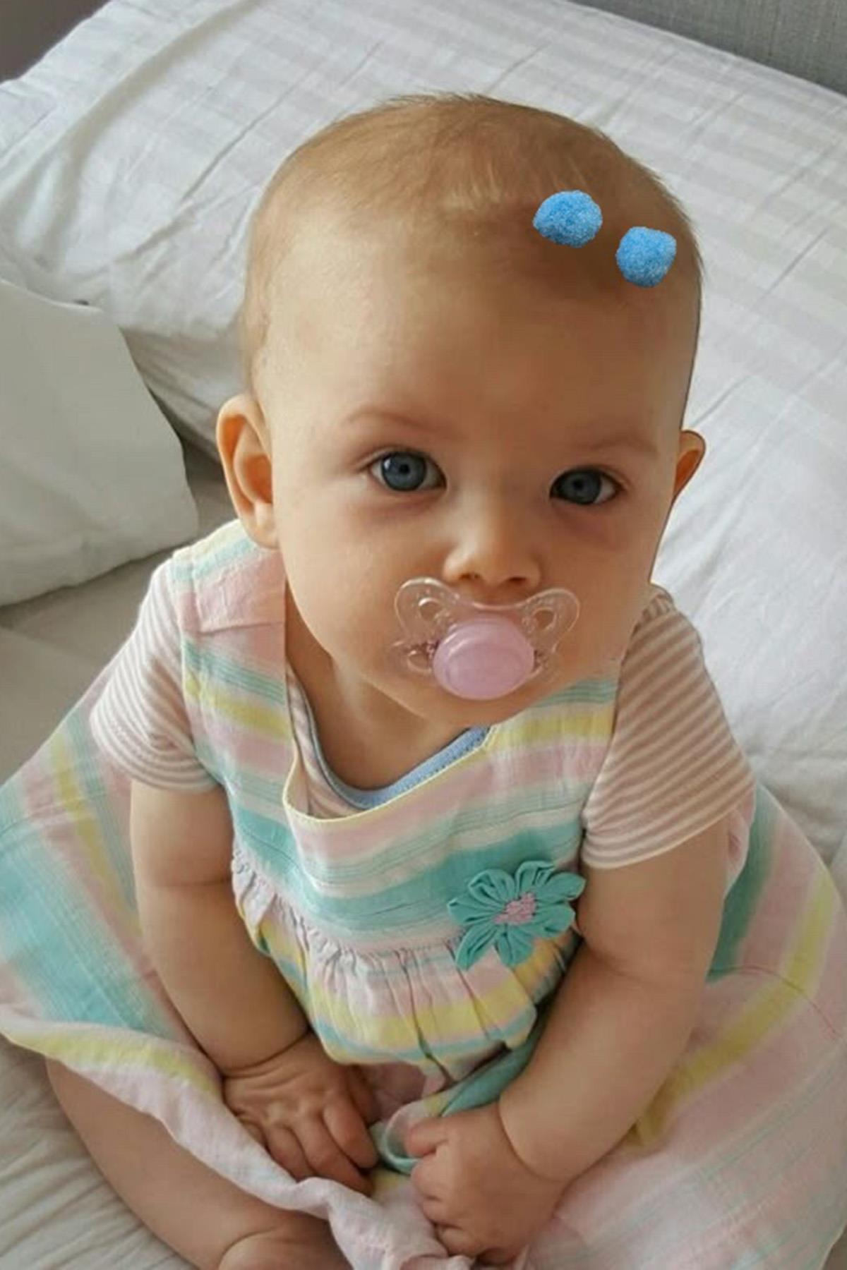 2li Mavi Renk Ponponlu Saçsız Bebek Tokası
