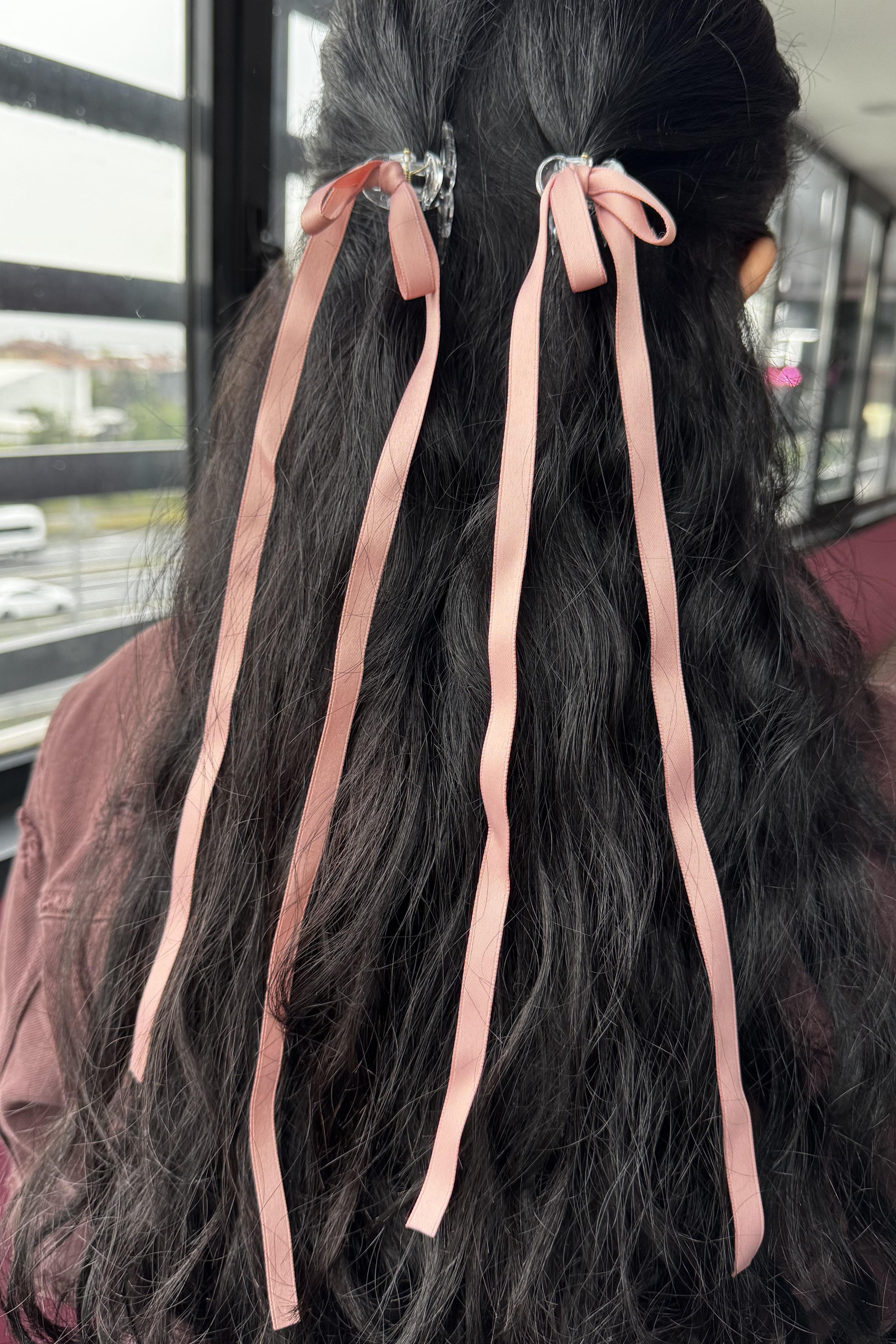 2li Pembe Renk Kurdele Detaylı Mandal Toka Set 