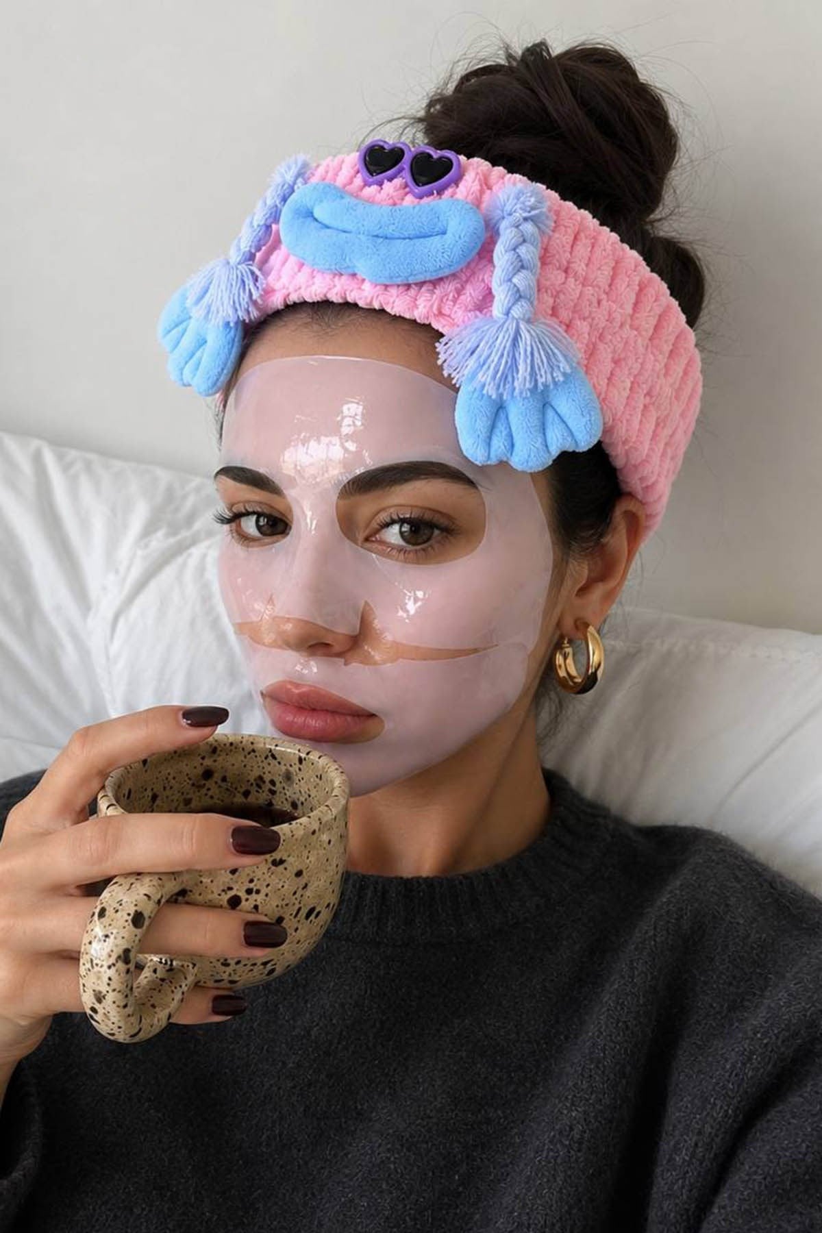  Pembe Renk Canavar Figürlü Peluş Saç Bandı