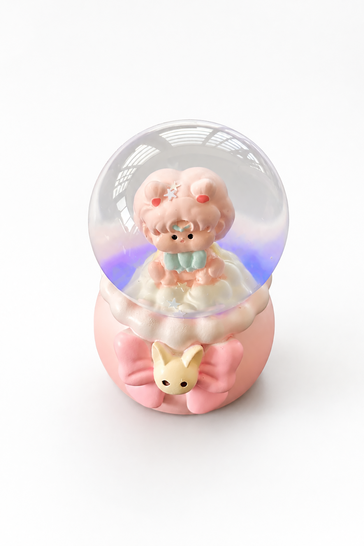 Pembe Renk Kız Figürlü Işıklı Mini Kar Küresi