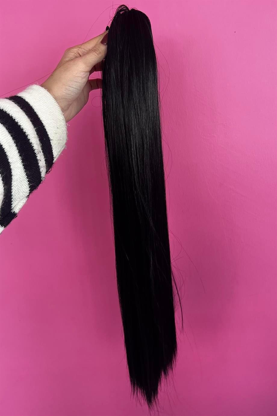 Siyah Renk Tokalı At Kuyruğu Saç (Zeynep)