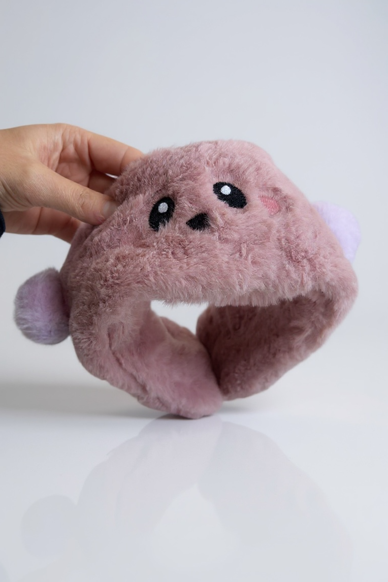 Koyu Pembe Renk Ayıcık Figürlü Peluş Kulaklık