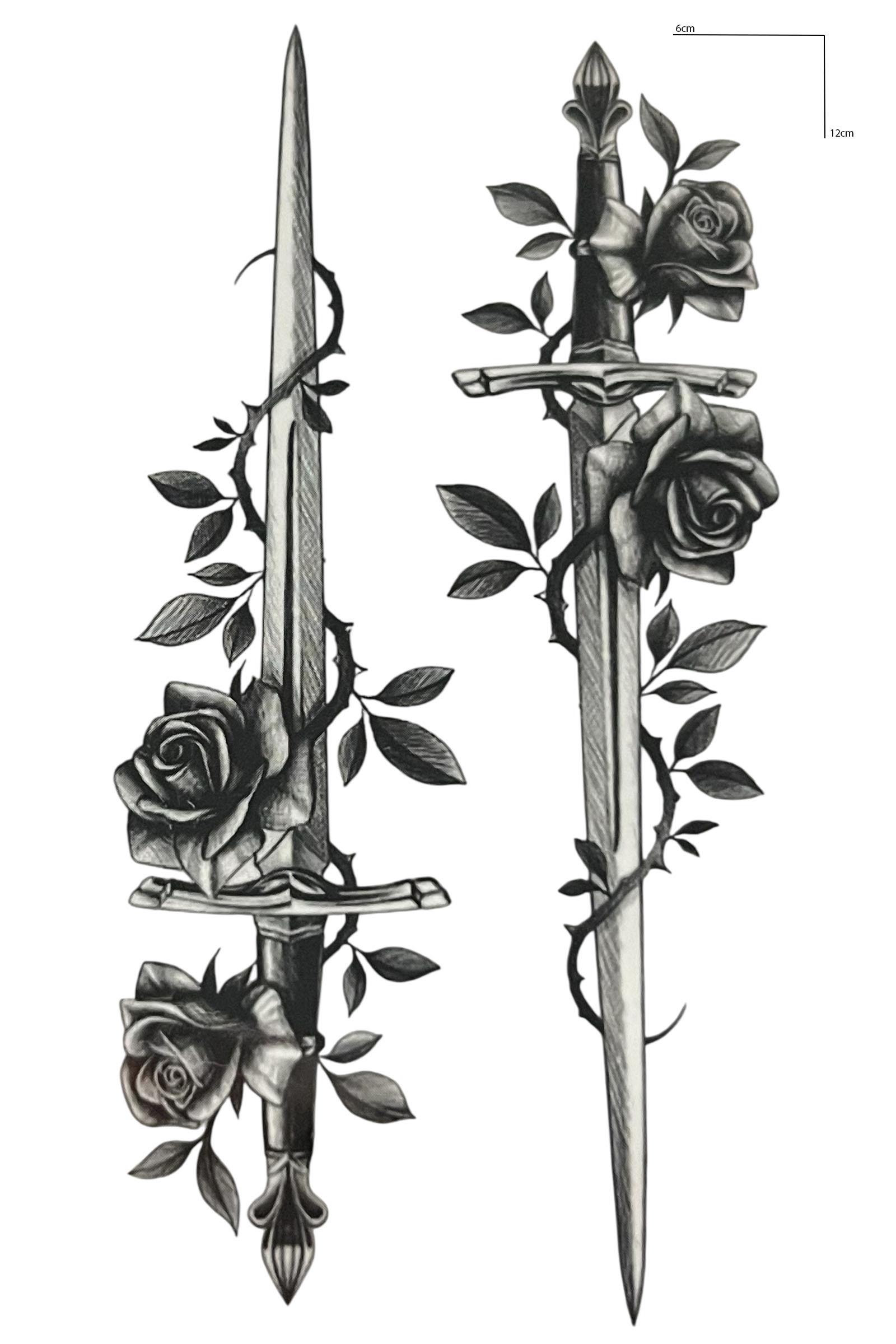 Geçici Kılıç Figürlü Mini Dövme Tattoo