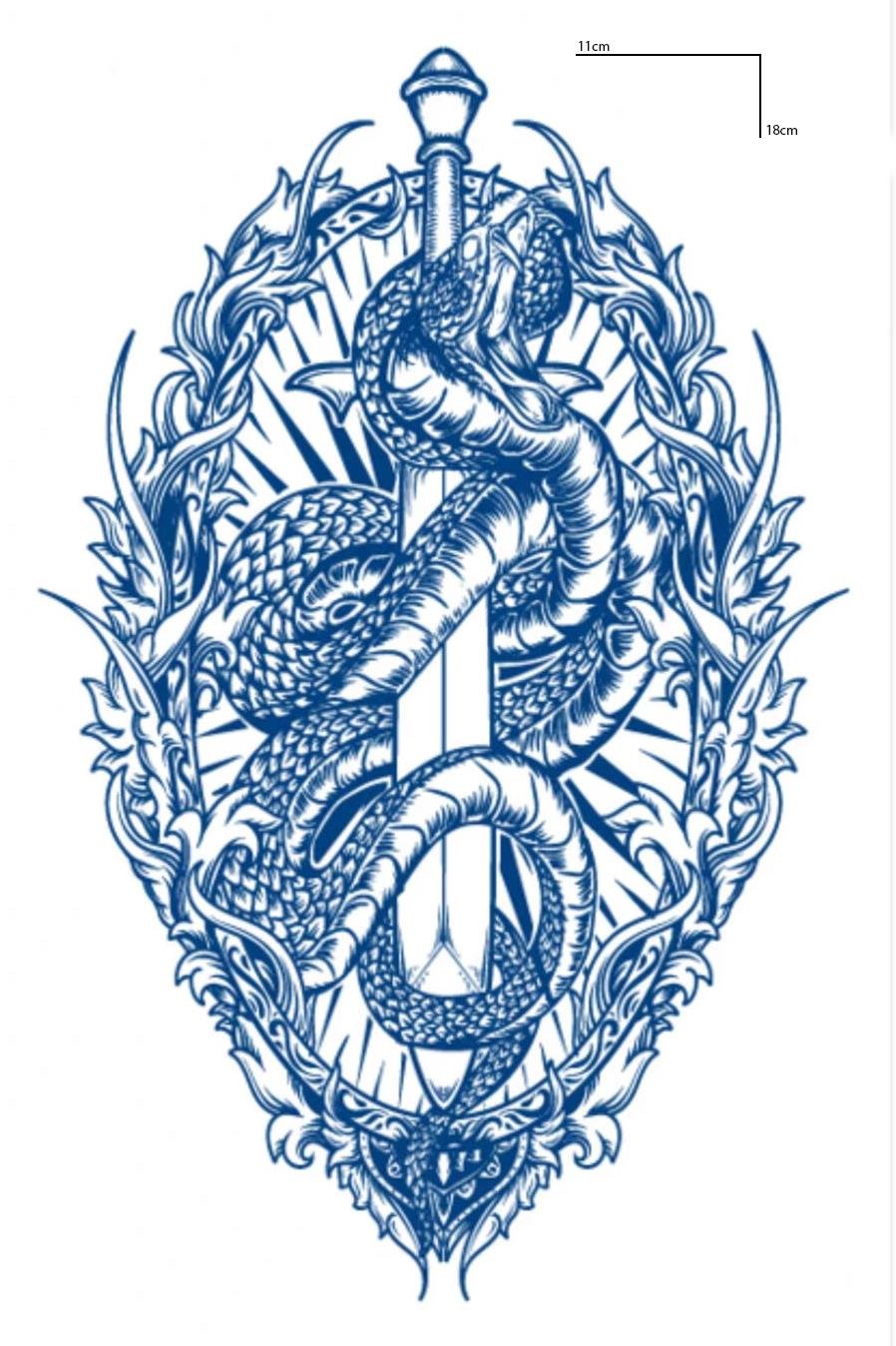 Karışık Figürlü 12 Saat Sonra Kararan Geçici Orta Dövme Tattoo