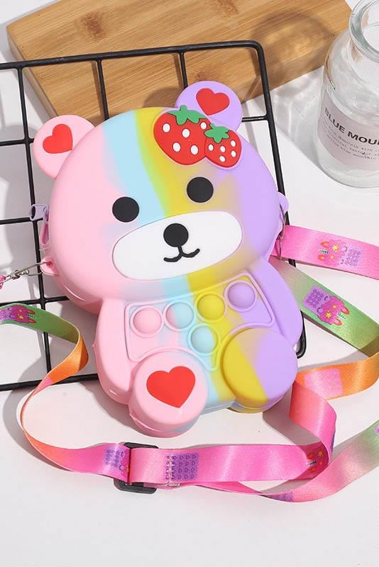 Karışık Renk Ayıcık Figürlü Çocuk Pop-İt Çanta