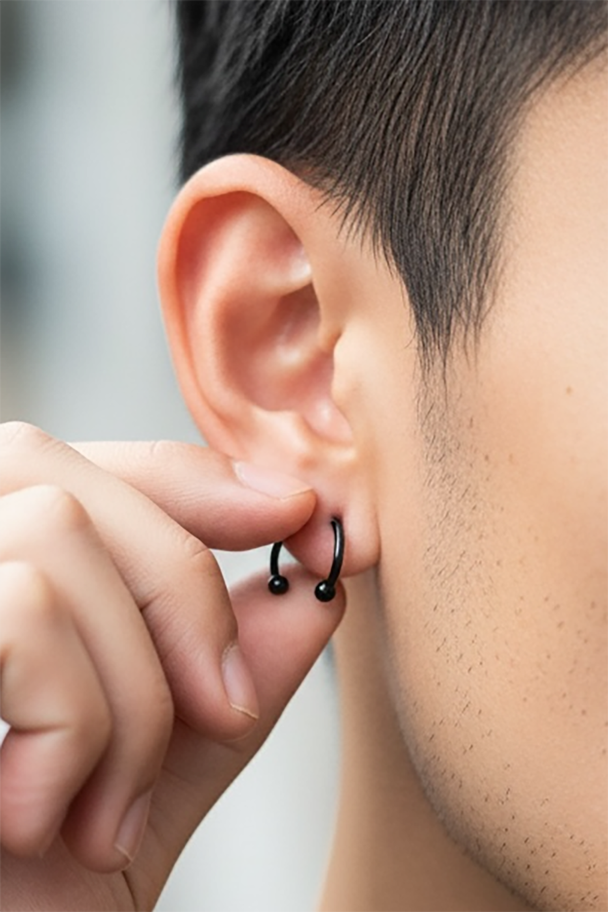 Siyah Renk Unisex Halka Küpe (Çift)