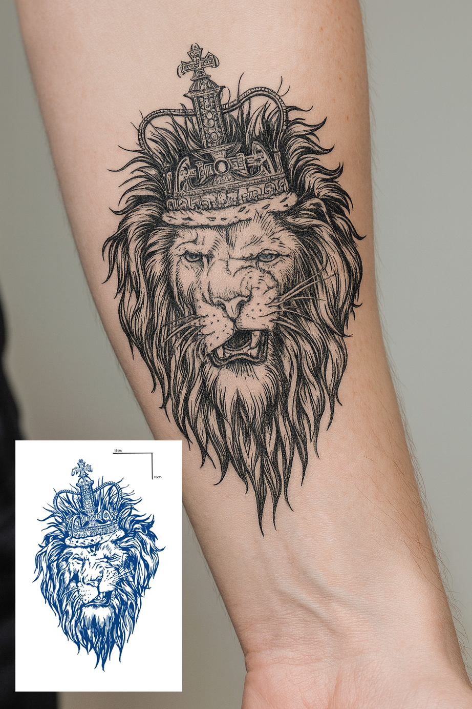 Aslan Figürlü 12 Saat Sonra Kararan Geçici Orta Dövme Tattoo