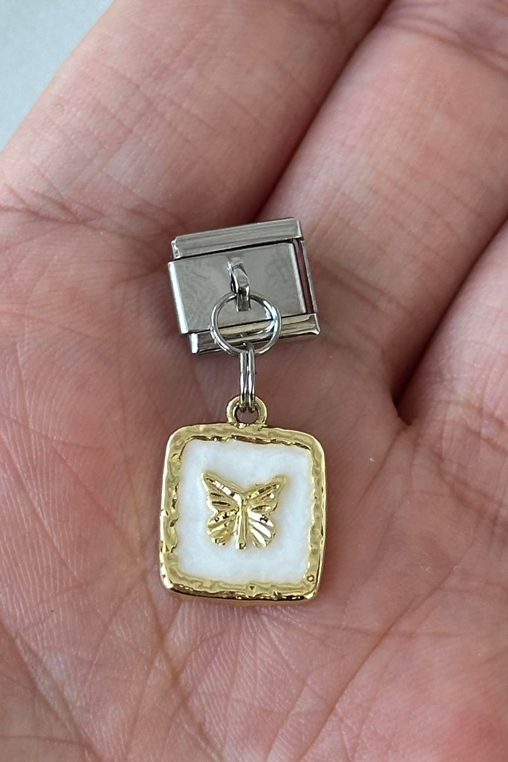 Gümüş Ve Altın Renk Çelik Nomination Charm (Tek)