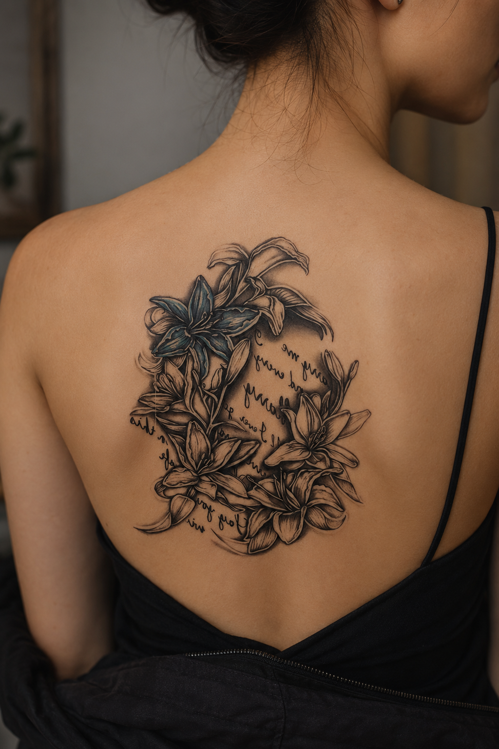  Çiçekli Yazı Geçici Dövme Tattoo