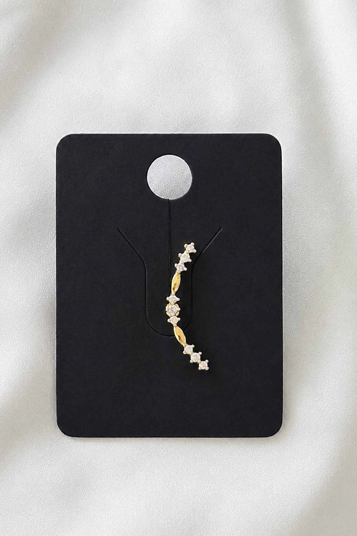 Altın Renk  Taşlı Cerrahi Çelik Tragus/Kıkırdak Küpe/Piercing (Tek)