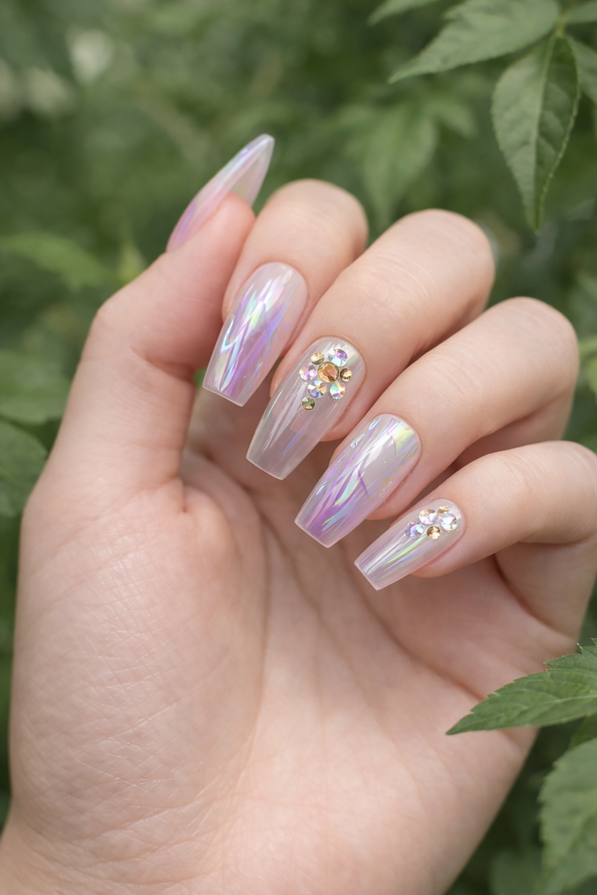 12li Mor Renk Jel Görünümlü Takma Tırnak (Yapıştırıcılı)