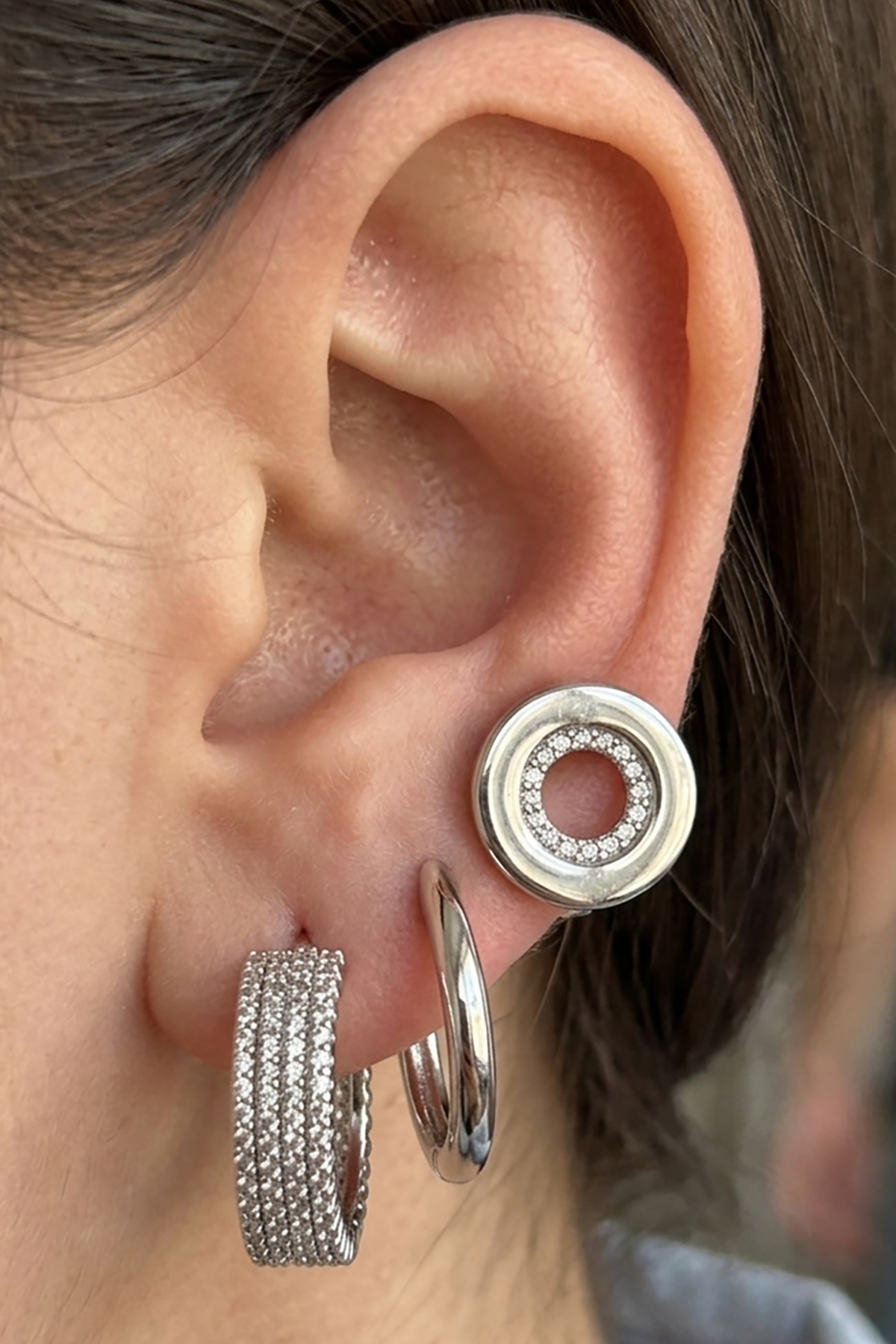 Gümüş Renk 3lü YSX Küpe Set