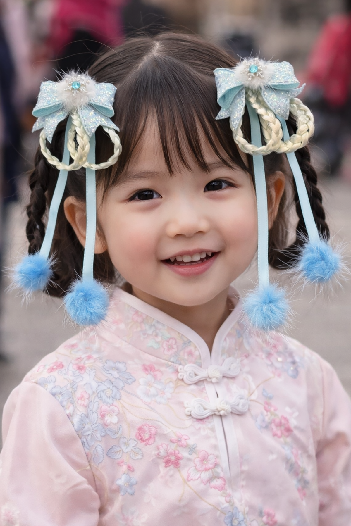 Mavi Renk Kurdele Figürlü 2li Yan Toka