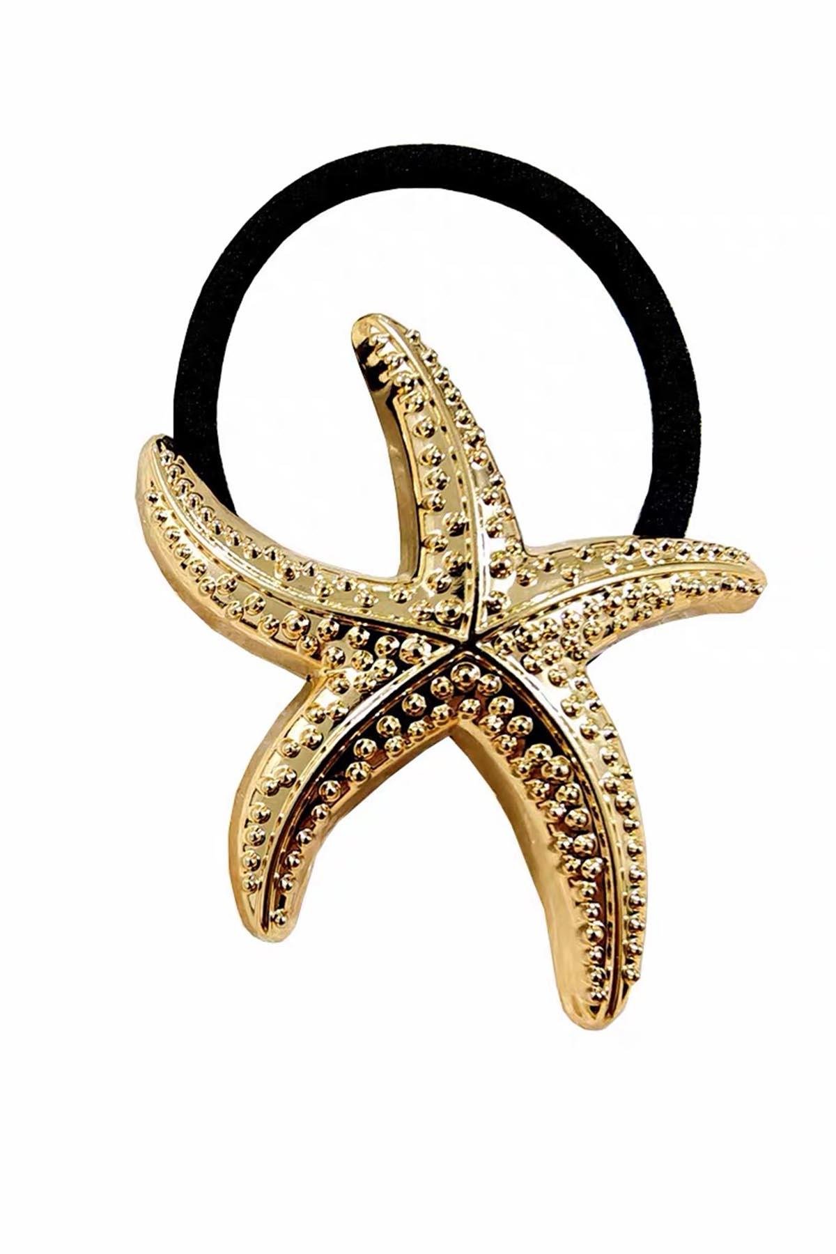 Altın Renk Deniz Yıldızı Figürlü Metal Lastik Toka