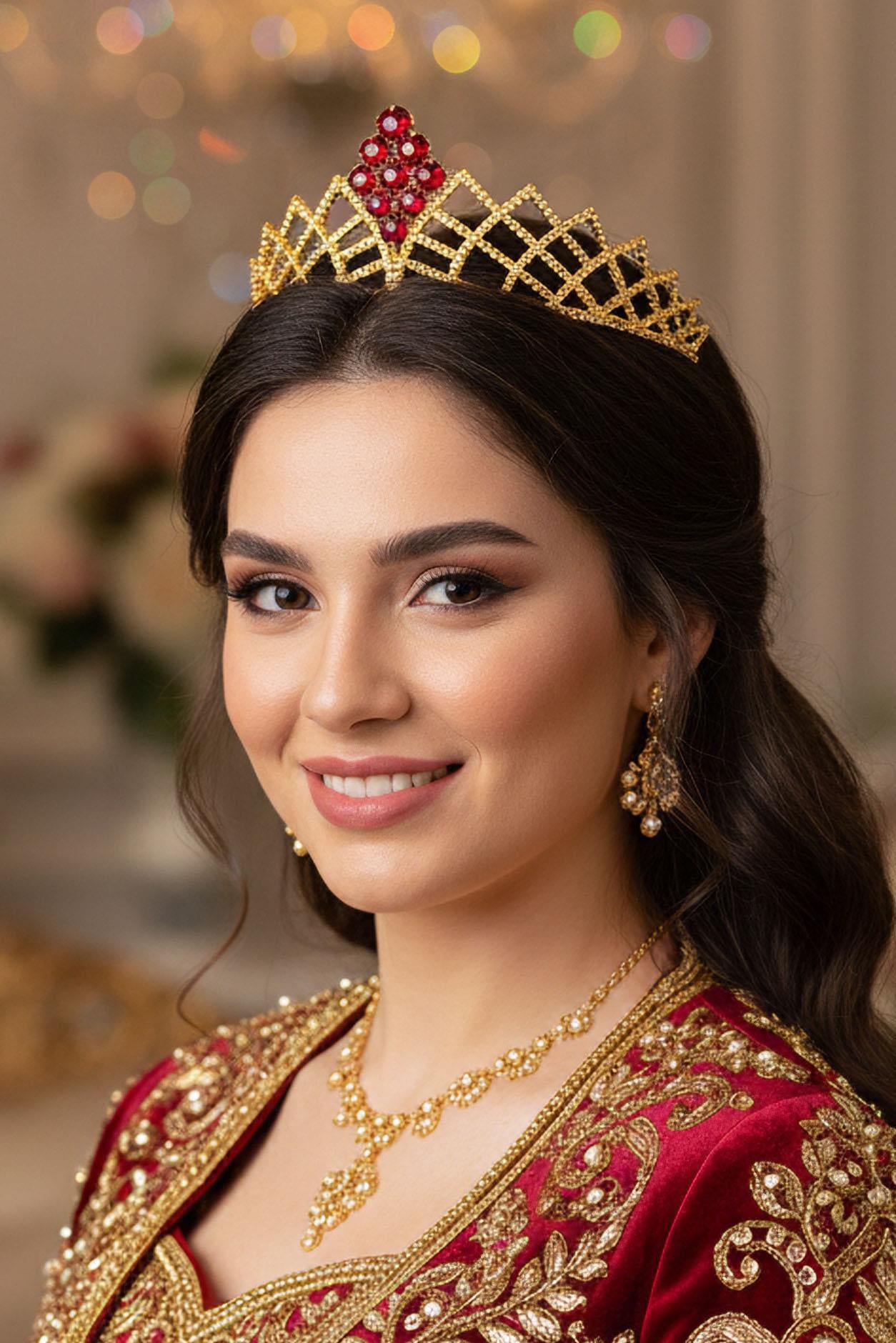 Zirkon Taşlı Gelin/Kına/Nişan/Söz Tasarım Taç
