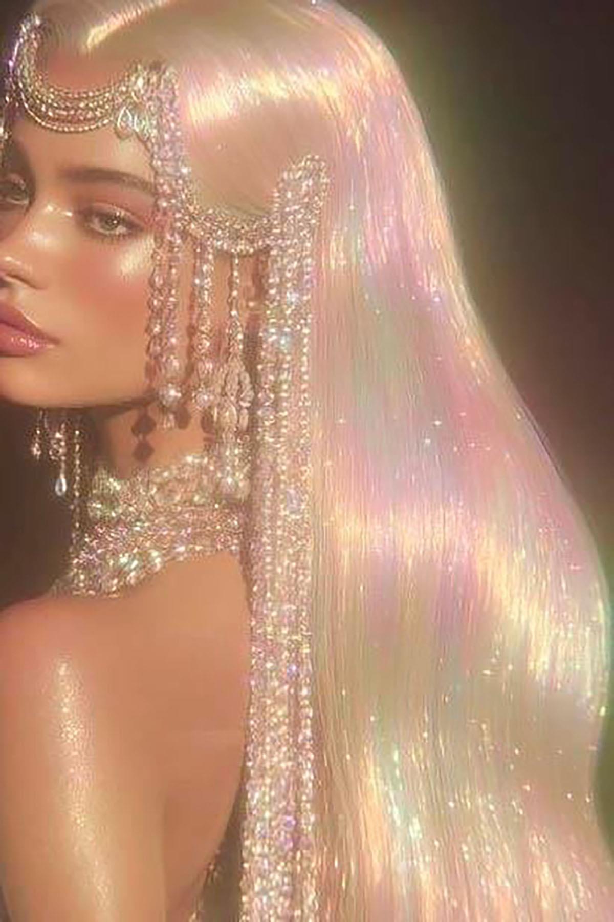 Hologramlı Yan Postiş Hair Tinsel Shiny Hair (50 Cm)