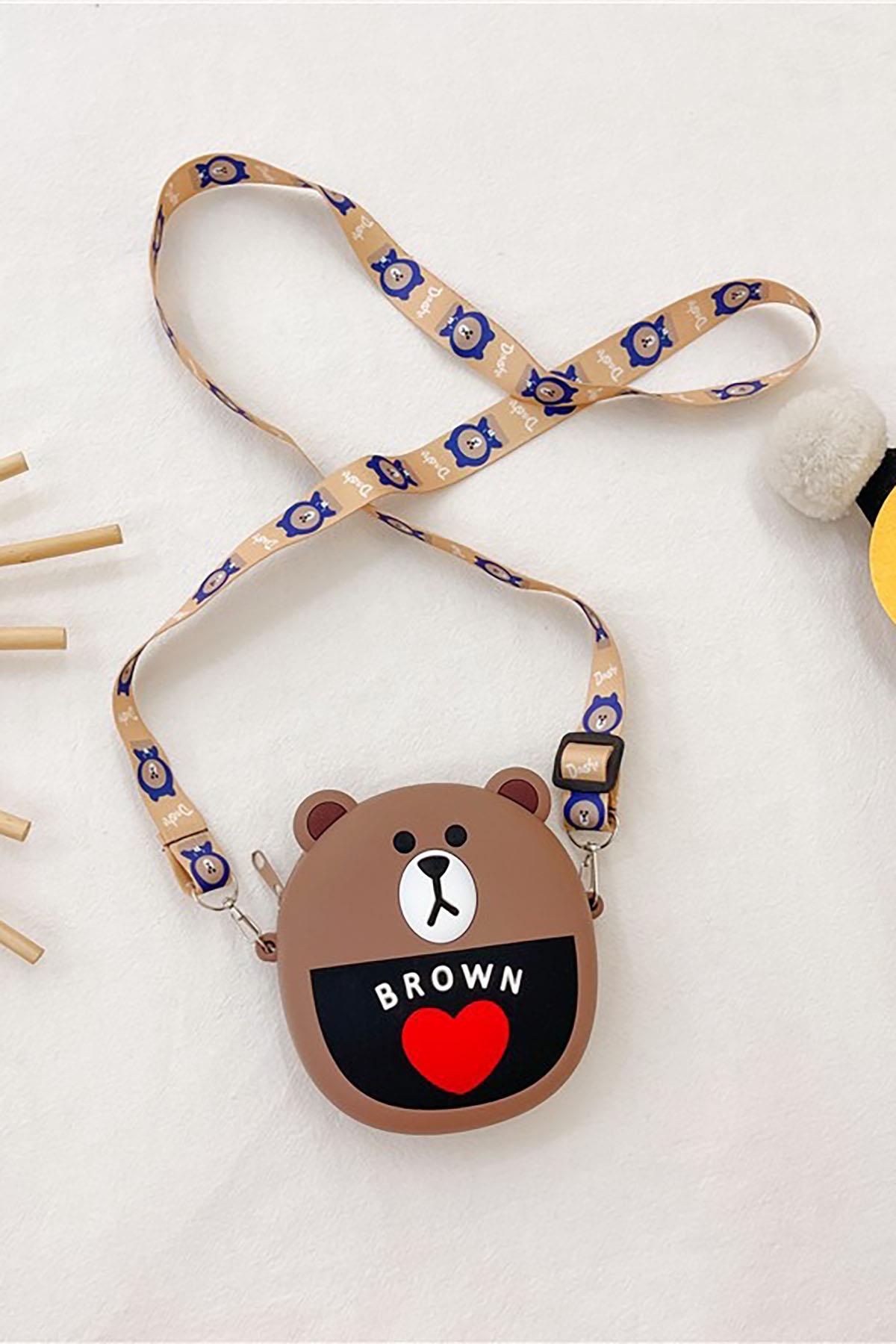 Kahverengi Ayı Figürlü Çocuk Pop-İt Çanta