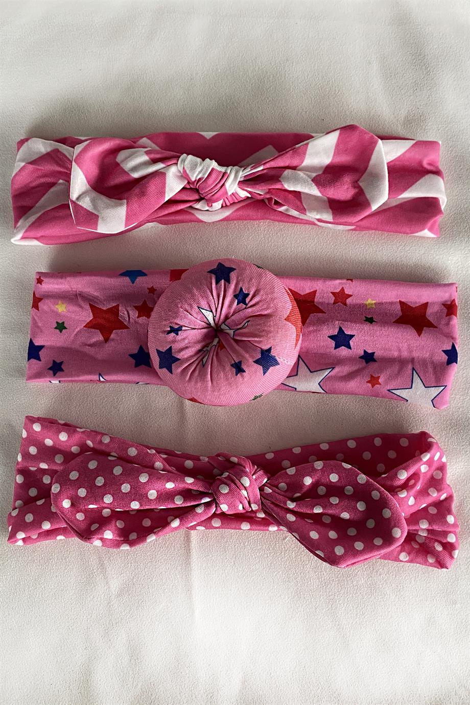 3lü Pembe Renk Saç Bandı (Set)