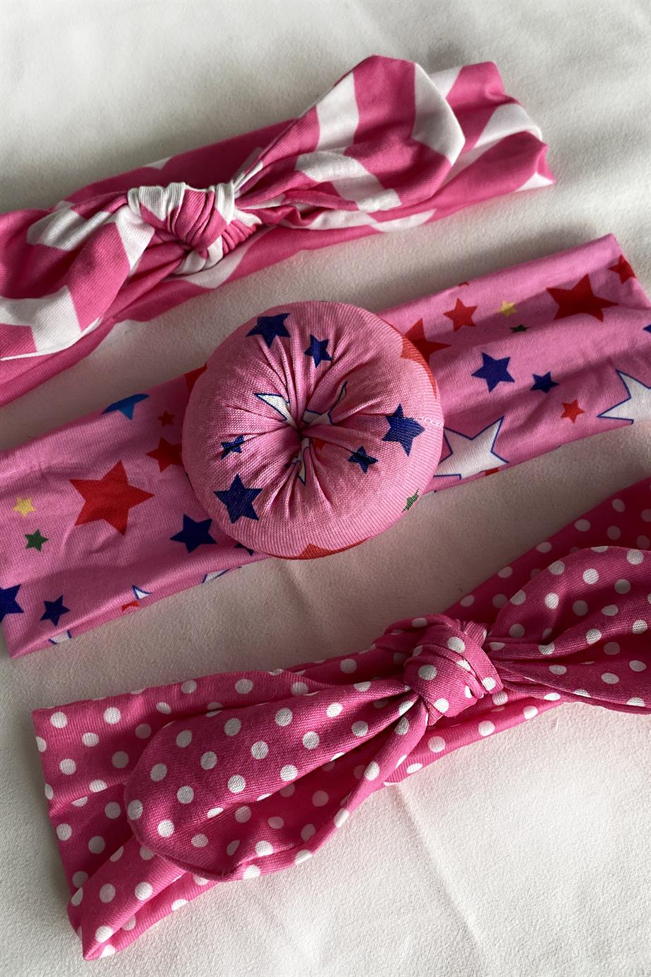 3lü Pembe Renk Saç Bandı (Set)