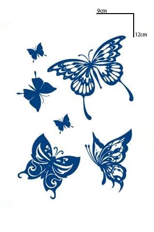 Kelebek Figürlü 12 Saat Sonra Kararan Geçici Mini Dövme Tattoo