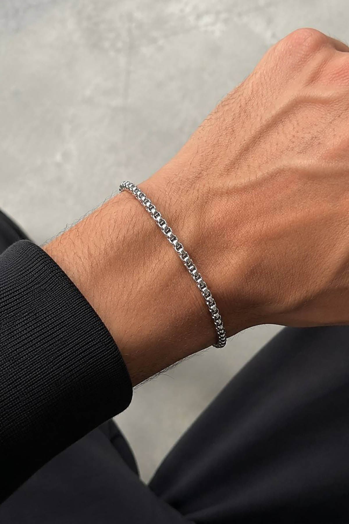 Gümüş Renk Zincir Çelik Bileklik (Unisex)