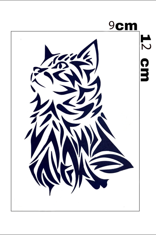 Kedi Figürlü 12 Saat Sonra Kararan Geçici Mini Dövme Tattoo