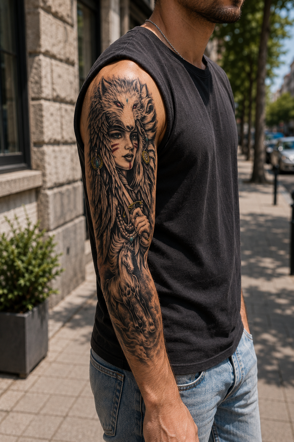 Kurt Başlıklı Kız Kol Geçici Dövme Tattoo