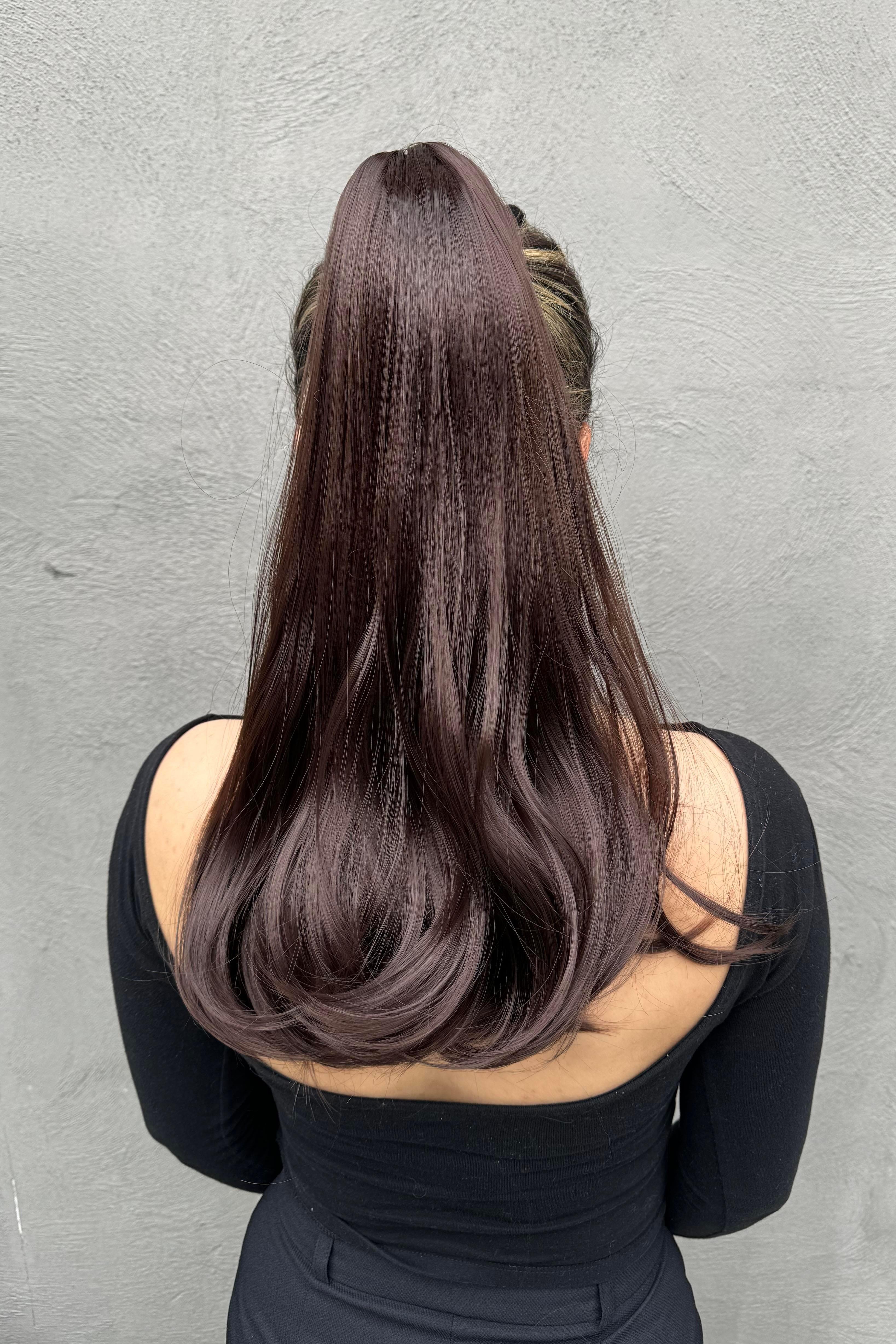 Kahverengi Mandal Tokalı Dalgalı At Kuyruğu Saç (Duygu)