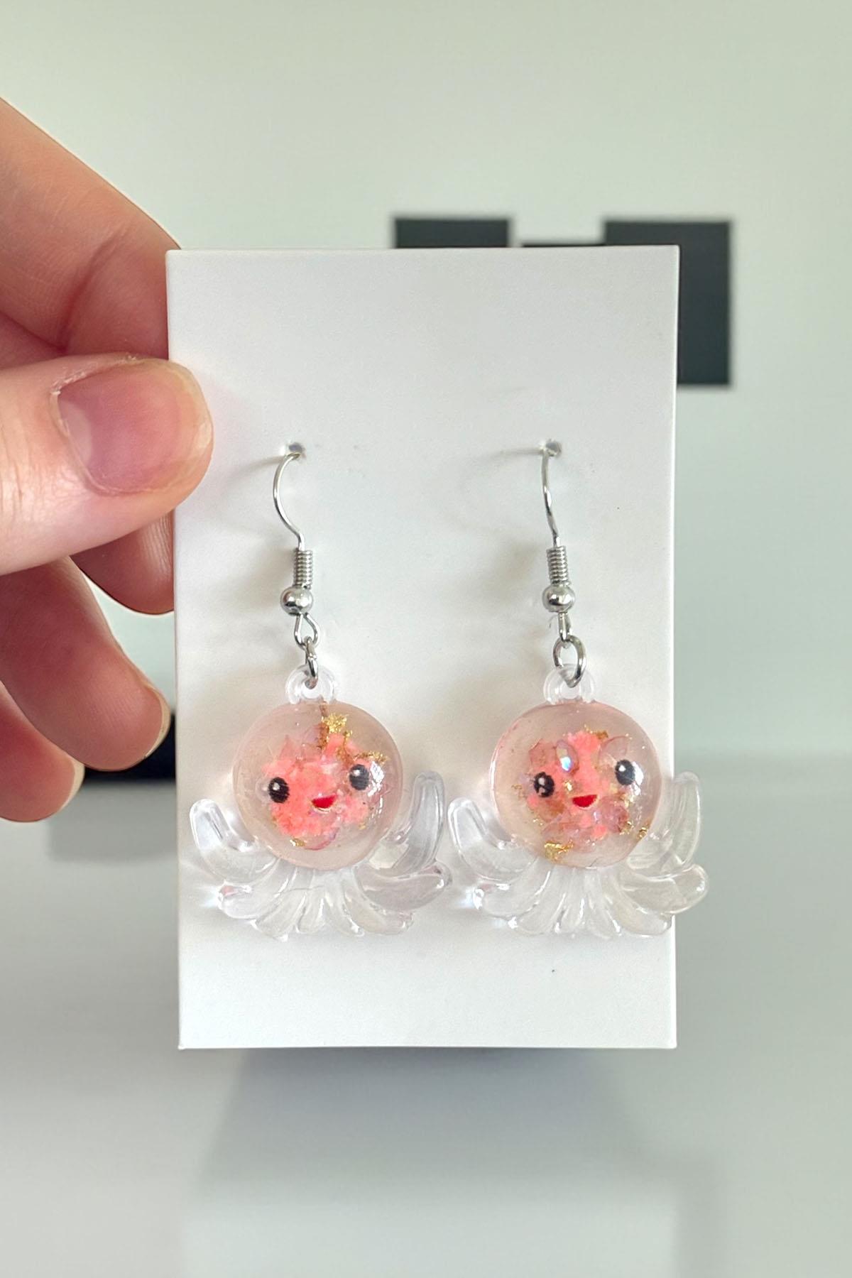 Karışık Renk Ahtapot Figürlü Çocuk Küpe (Çift)